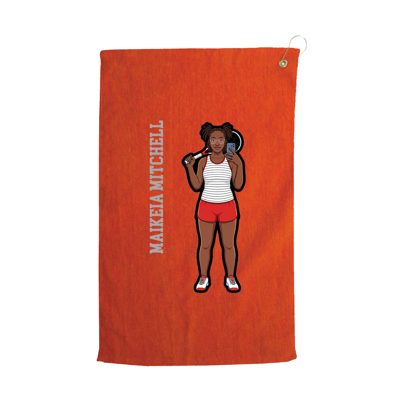Golf Towel — Name Vertical in Orange