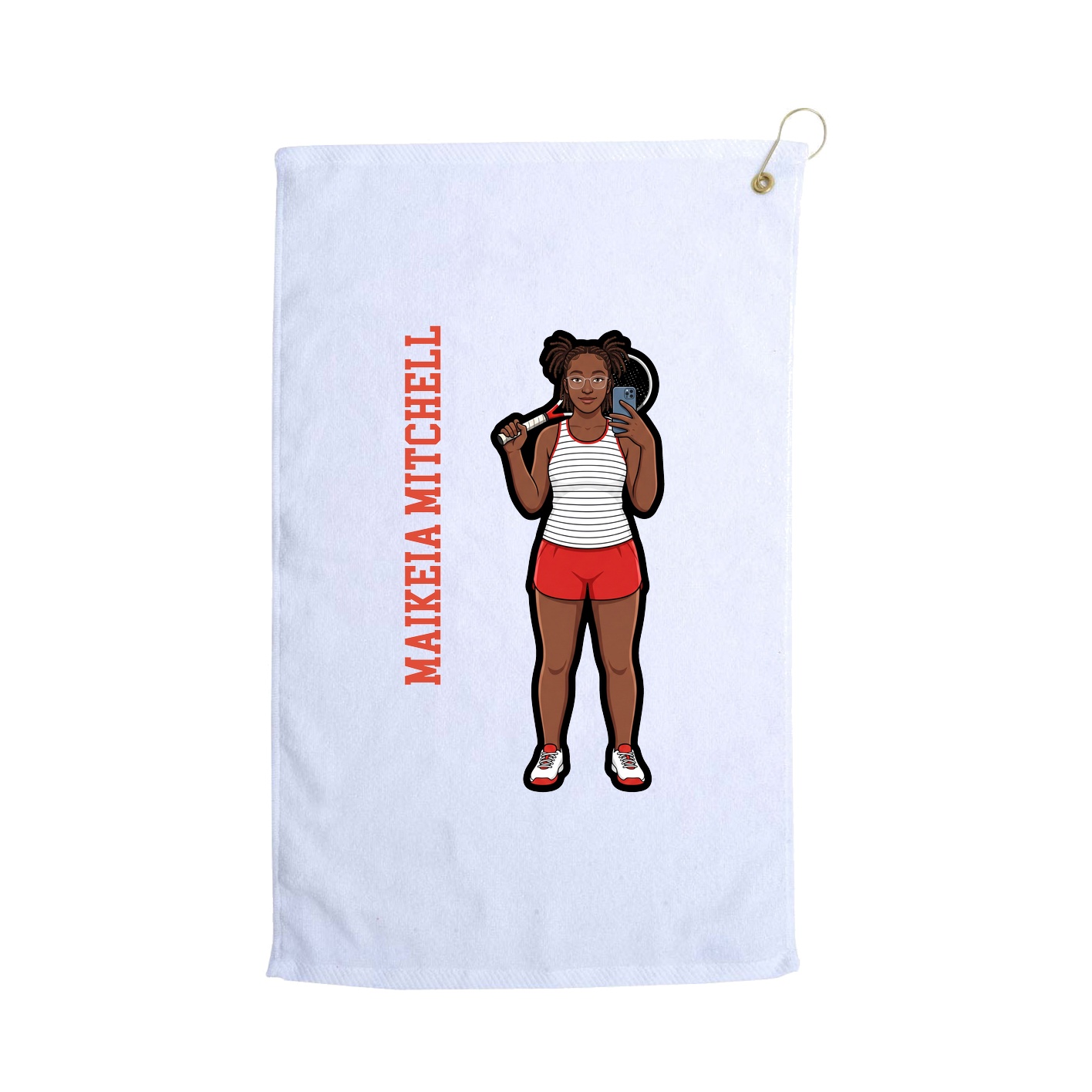 Golf Towel — Name Vertical in White