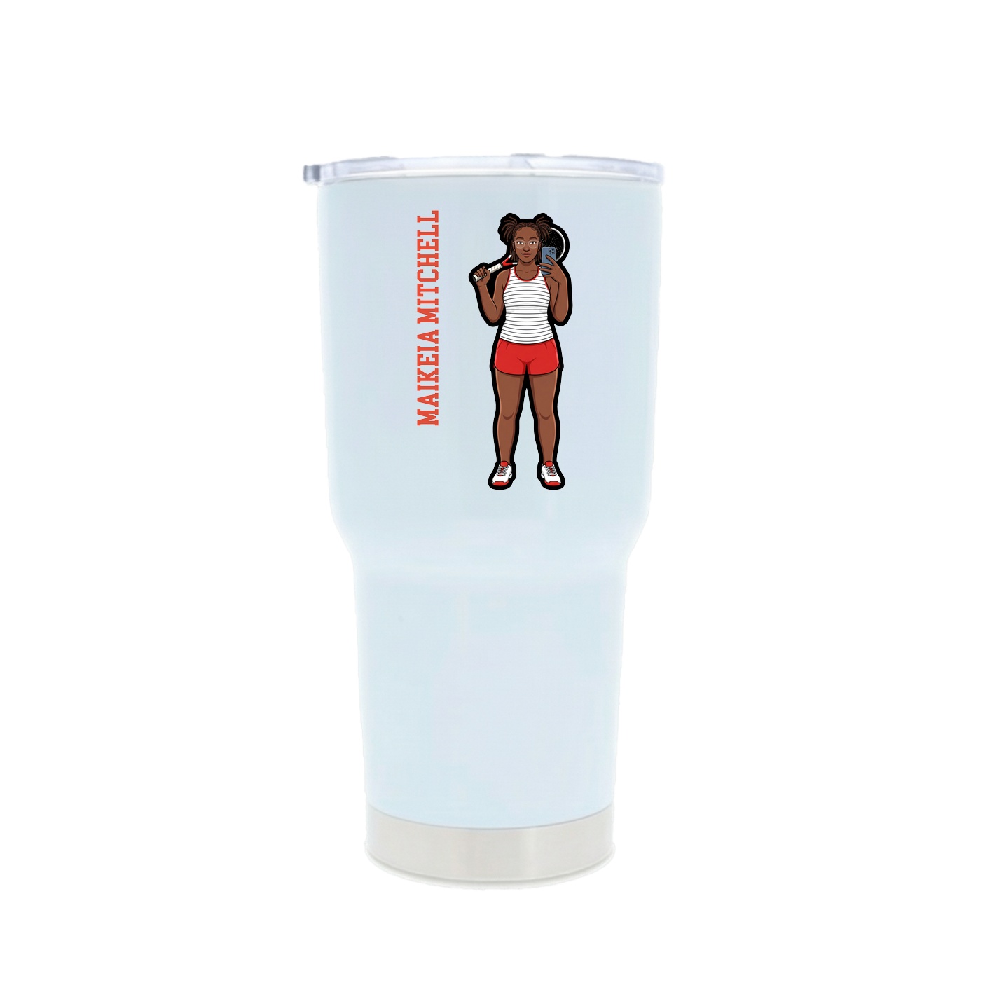 30oz Stainless Steel Tumbler — Name Vertical in White