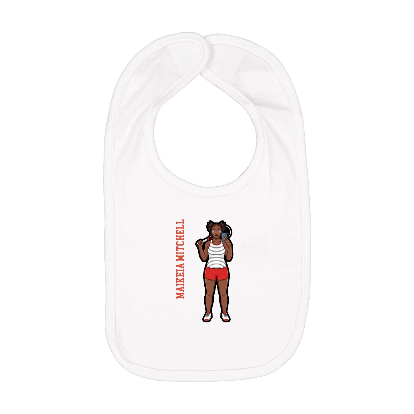 Infant Bib — Name Vertical in White