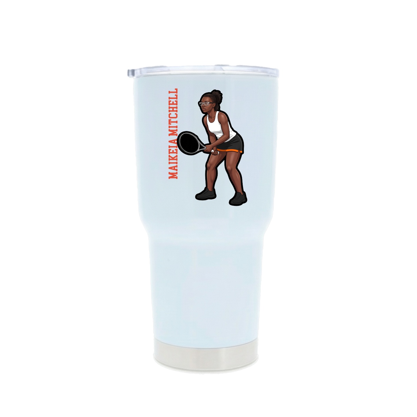 30oz Stainless Steel Tumbler — Name Vertical in White