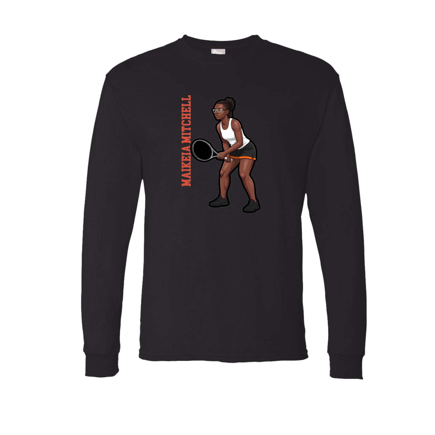 Long Sleeve Tee — Name Vertical in Black