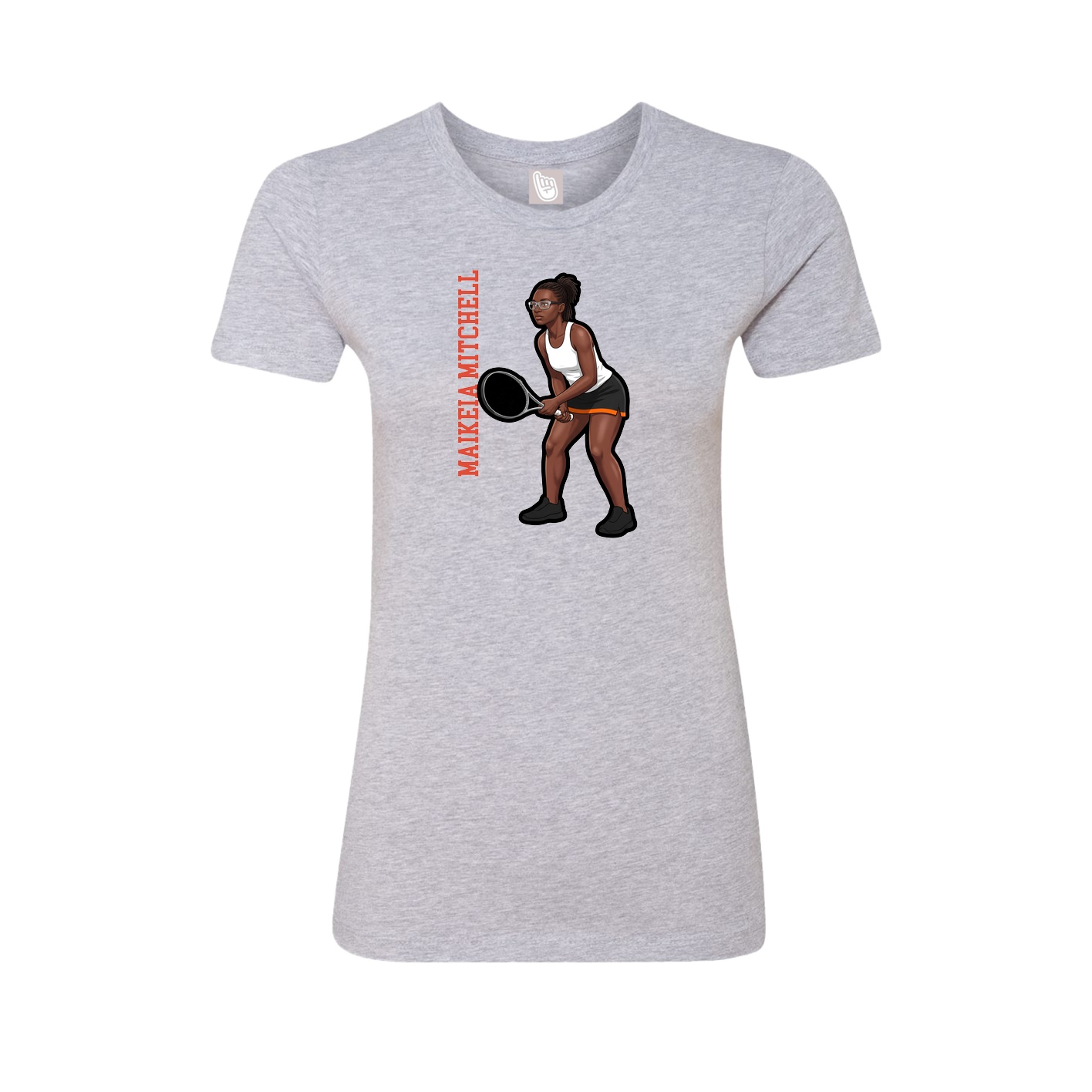 Fitted Women's Tee — Name Vertical in Grey