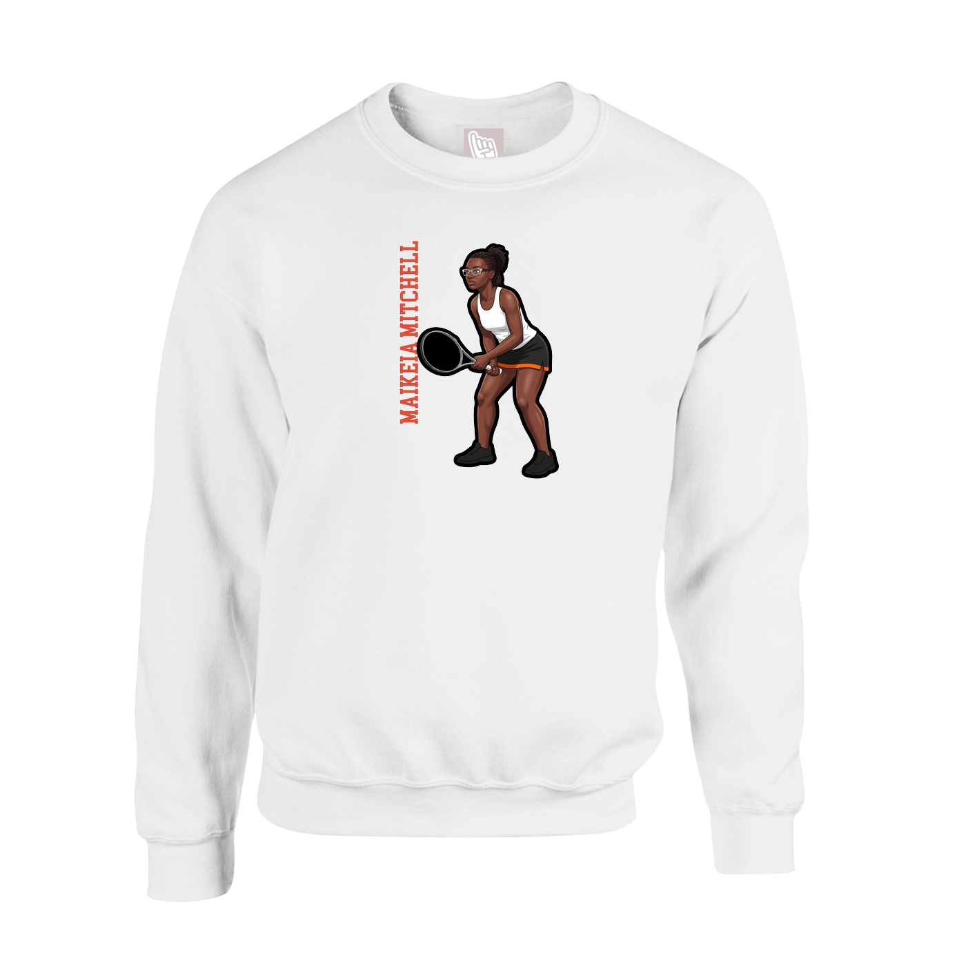 Fleece Crew — Name Vertical in White