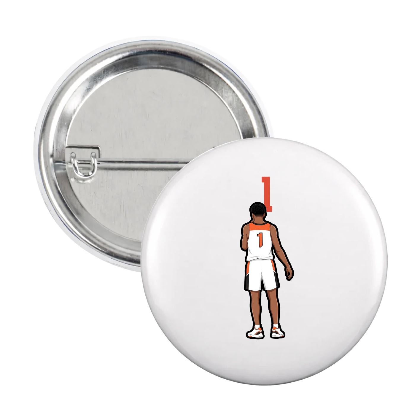 Game Day Button — Number Top in White