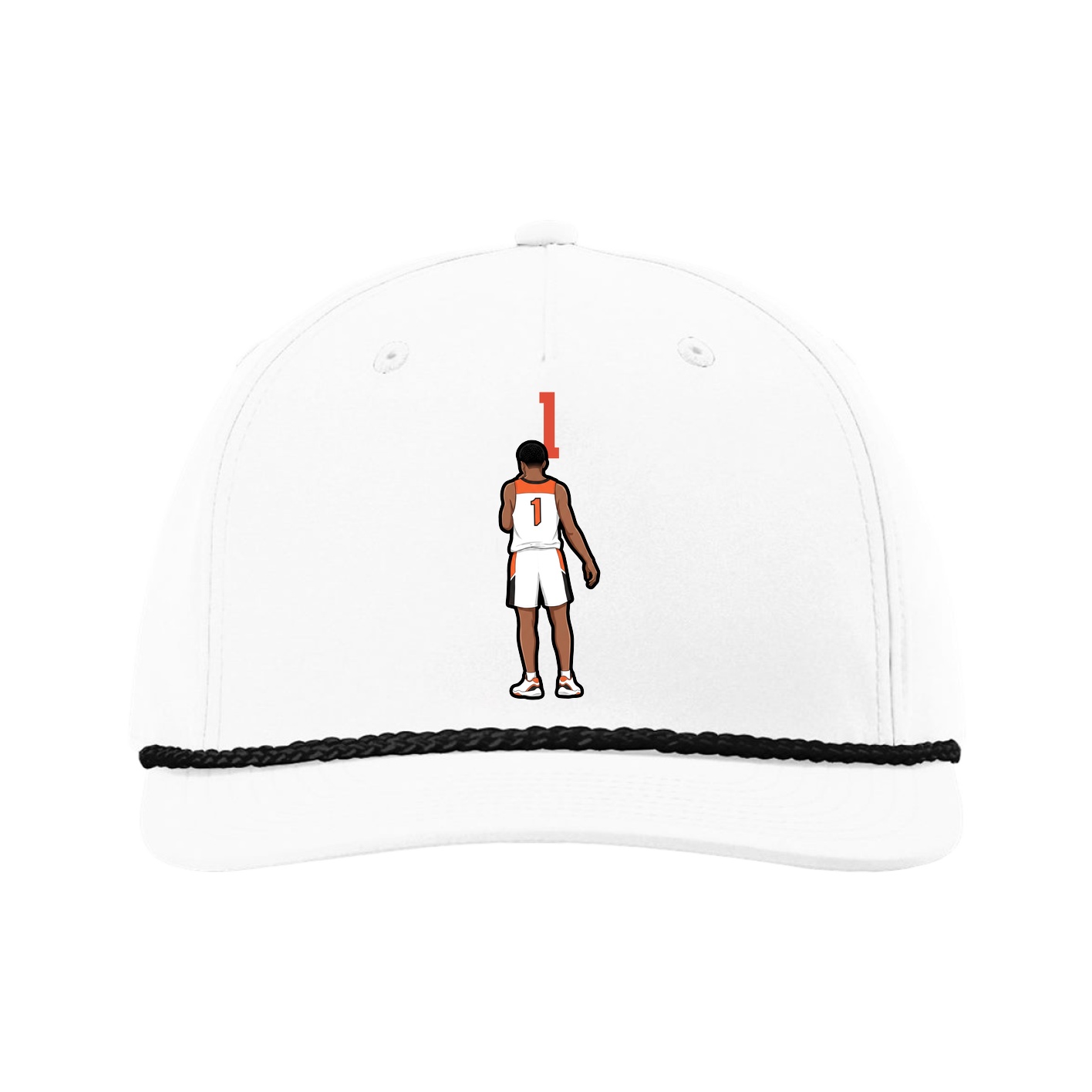 Five-Panel Classic Rope Cap — Number Top in White