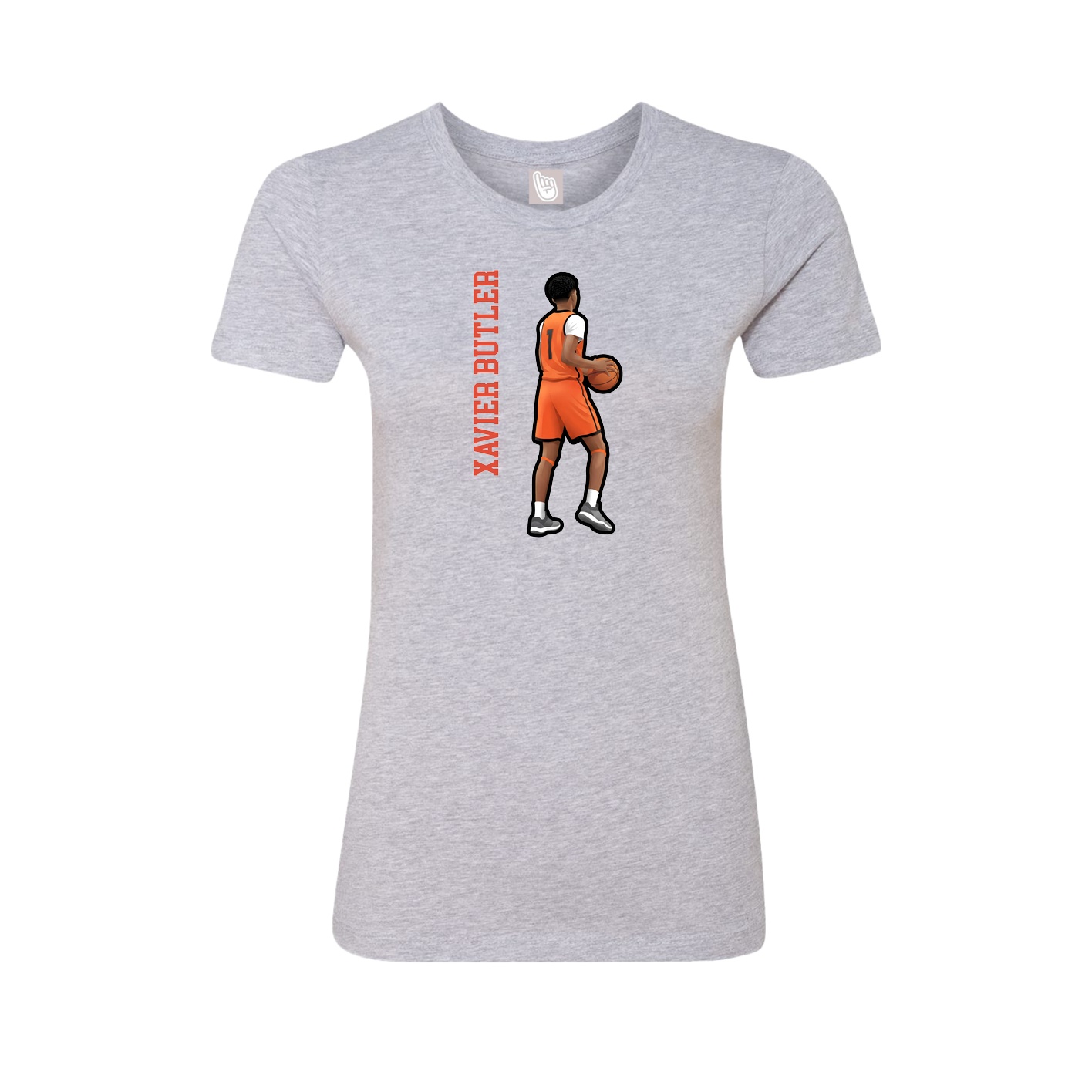 Fitted Women's Tee — Name Vertical in Grey