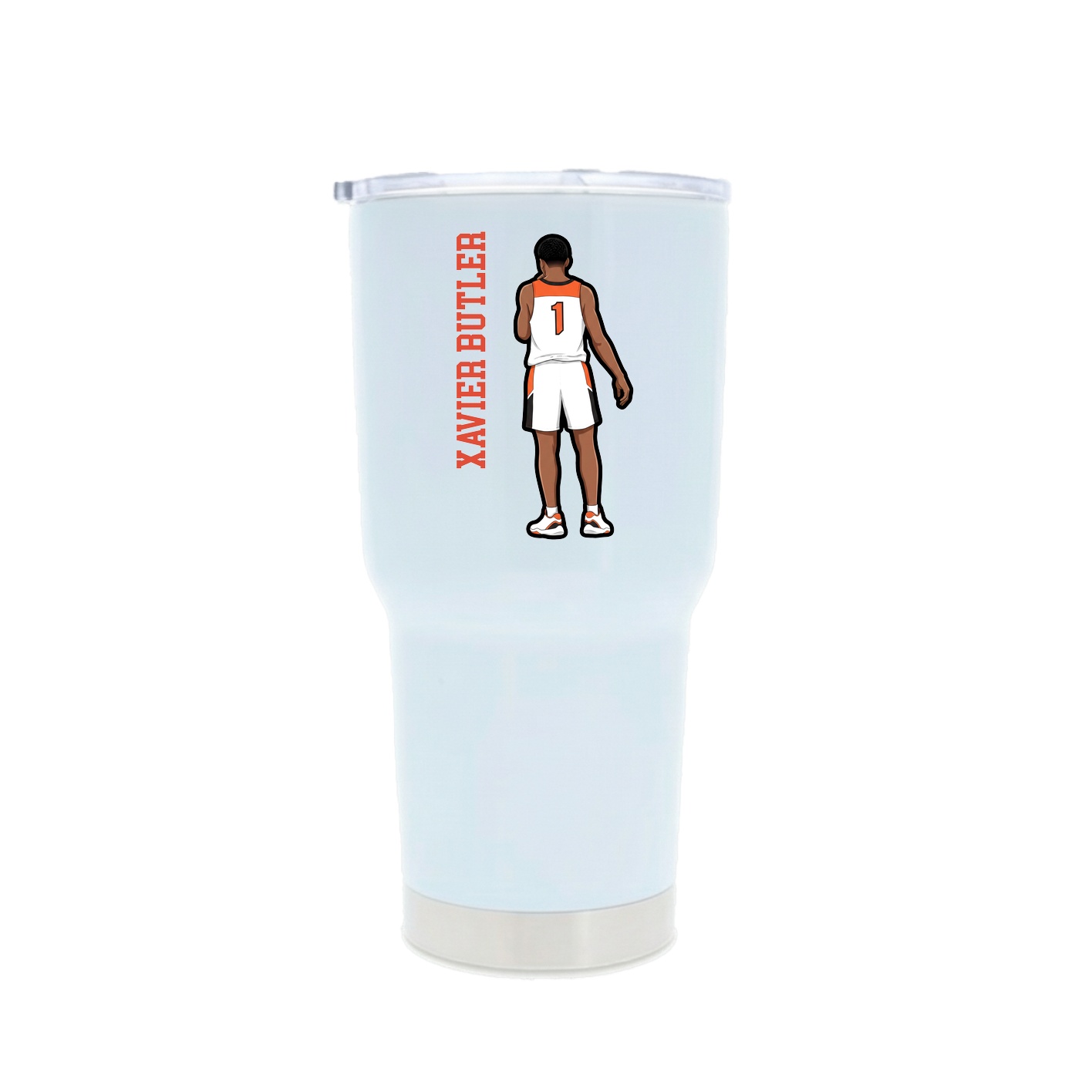 30oz Stainless Steel Tumbler — Name Vertical in White