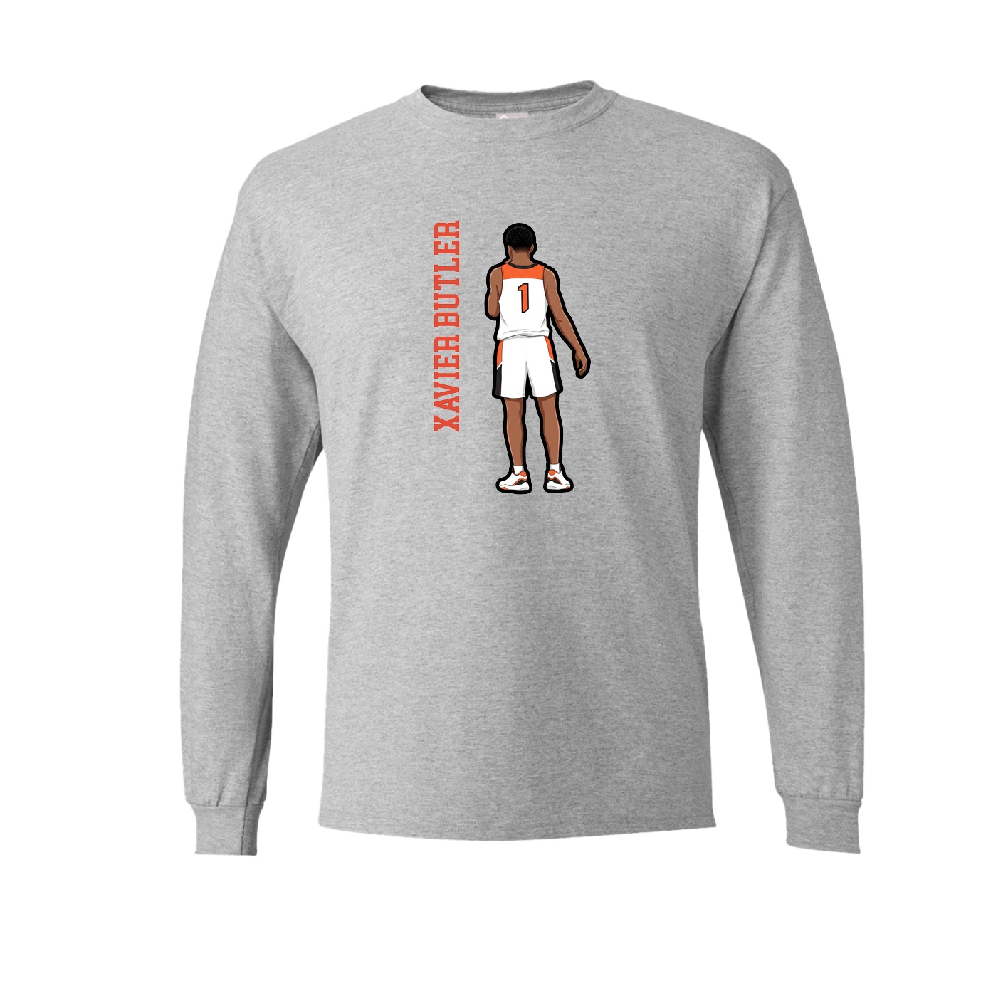 Long Sleeve Tee — Name Vertical in Grey
