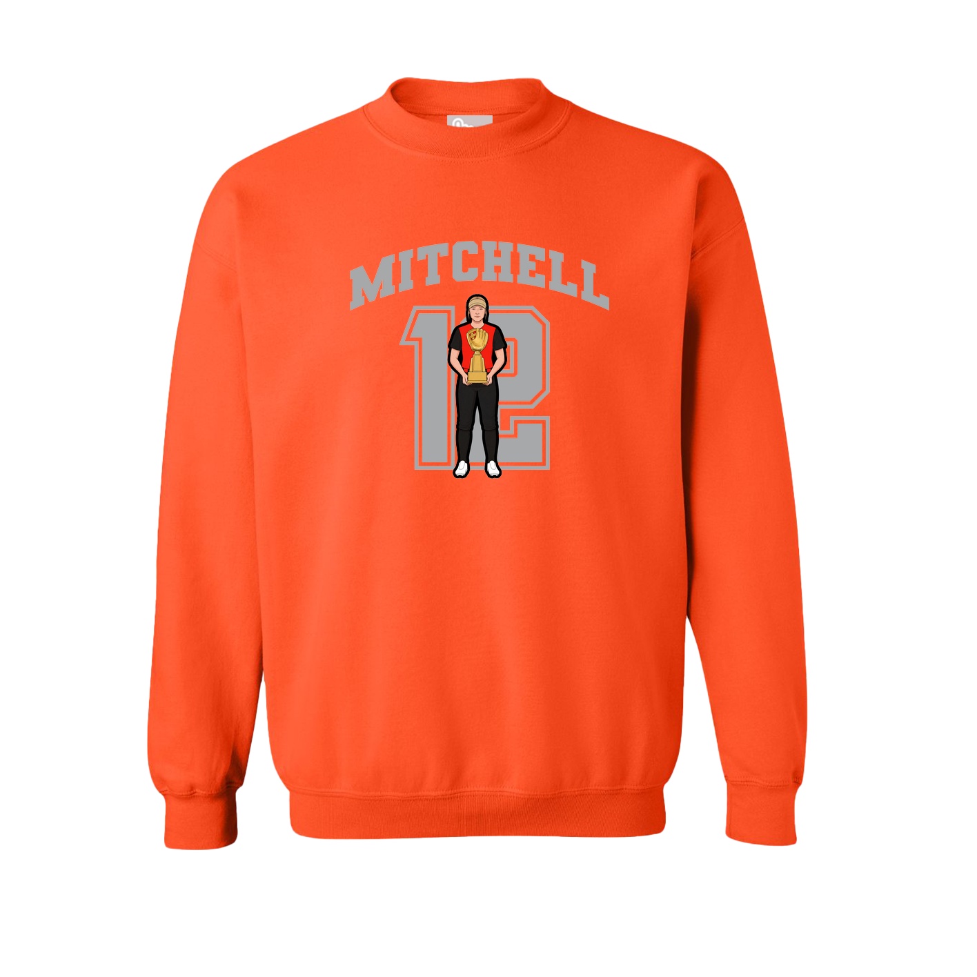 Fleece Crew — Number in Orange