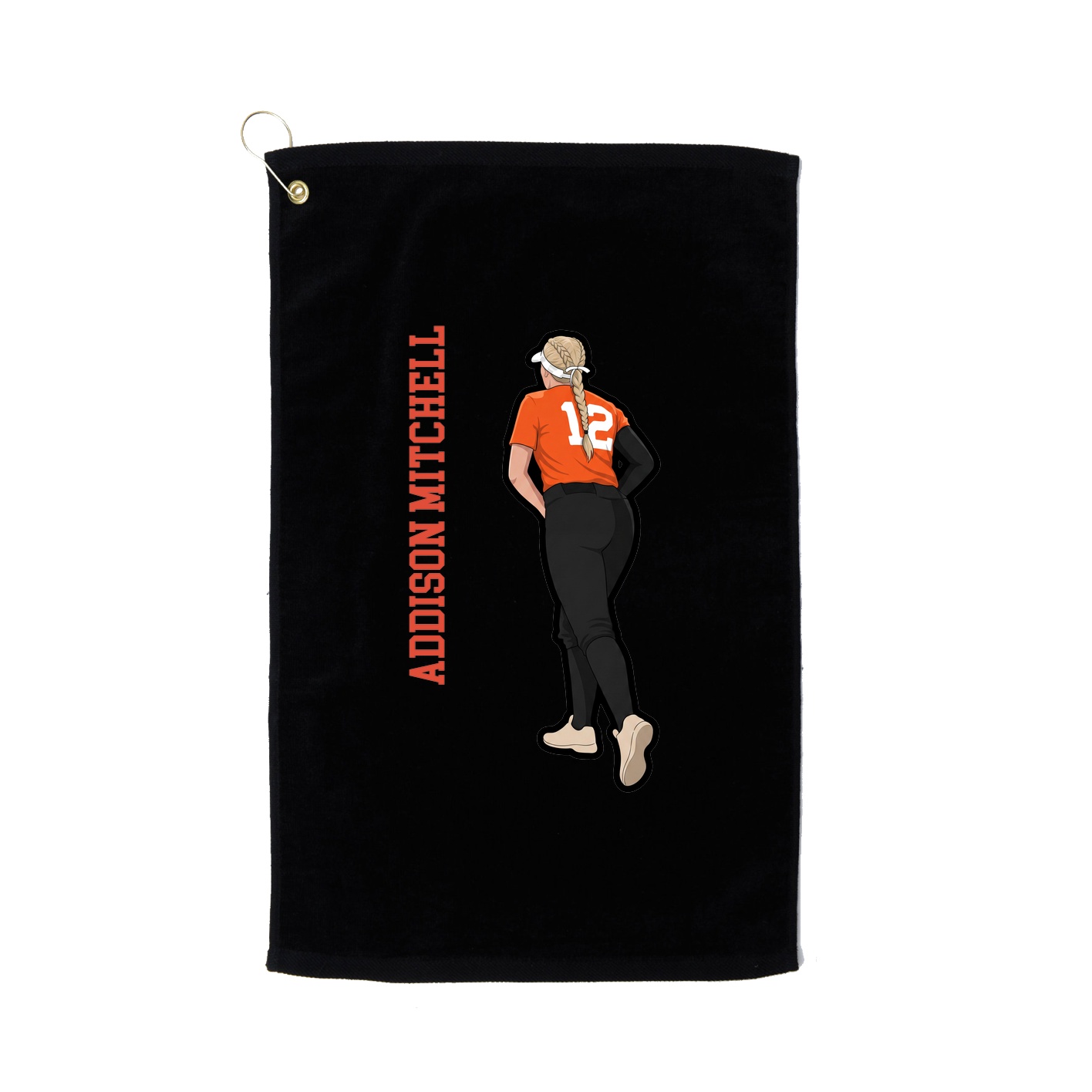 Golf Towel — Name Vertical in Black