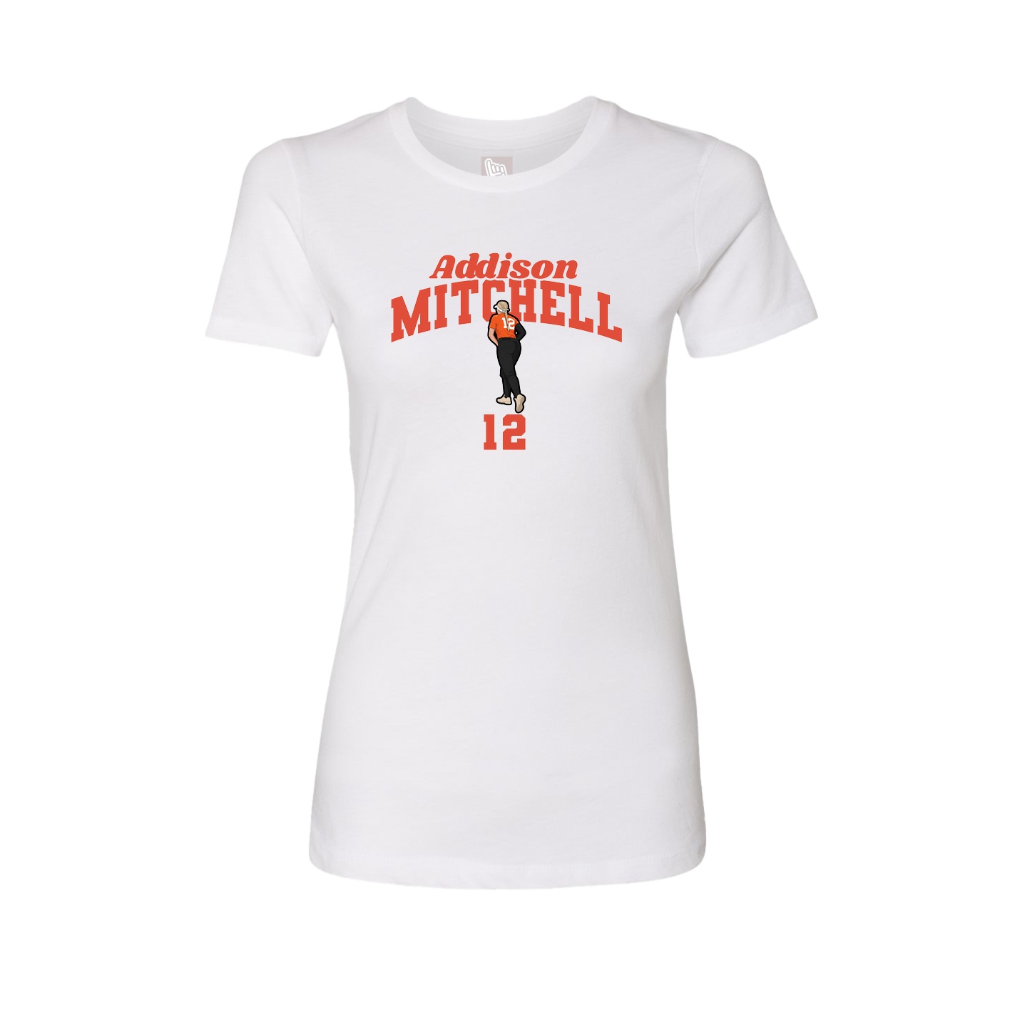 Fitted Women's Tee — Signature Arch in White