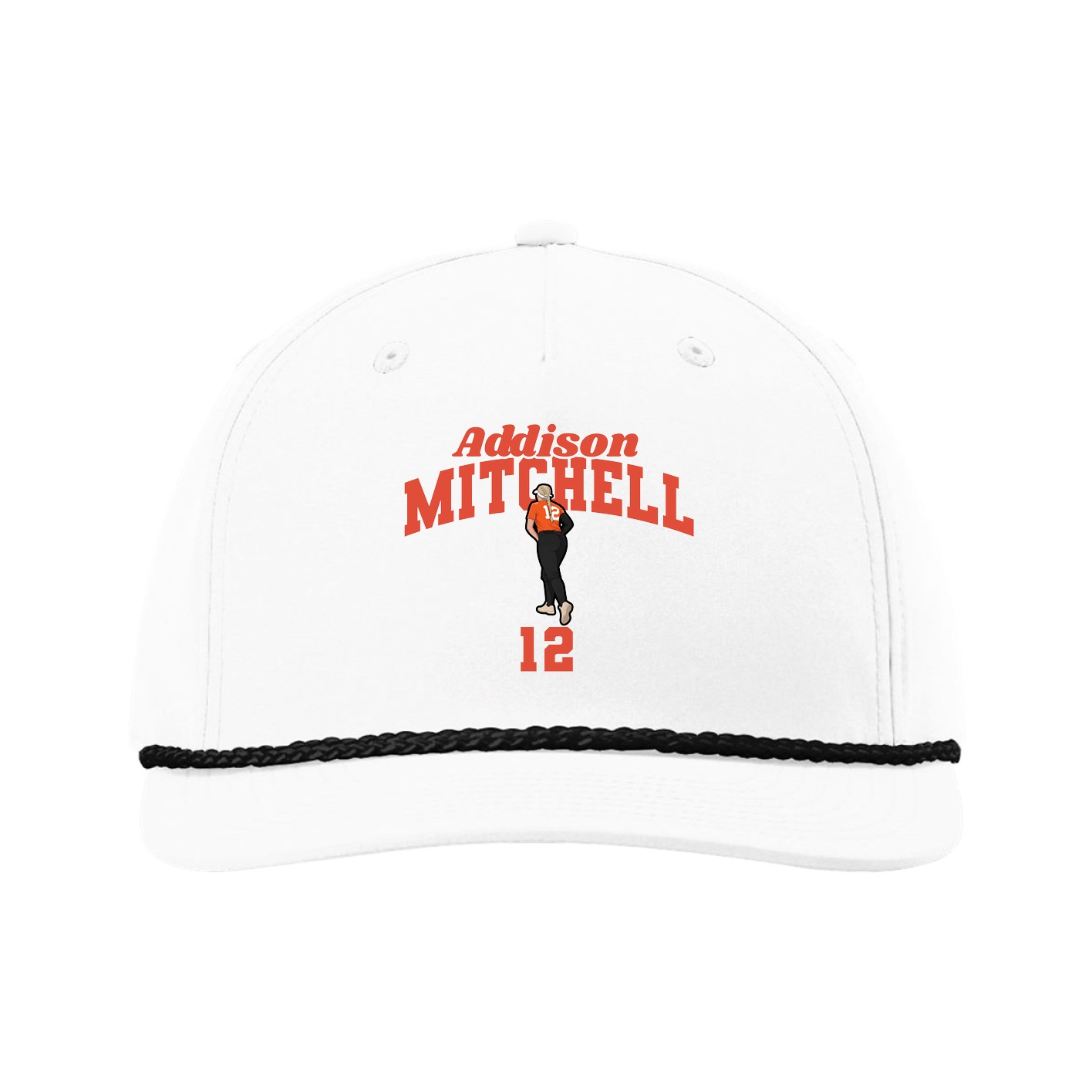 Five-Panel Classic Rope Cap — Signature Arch in White