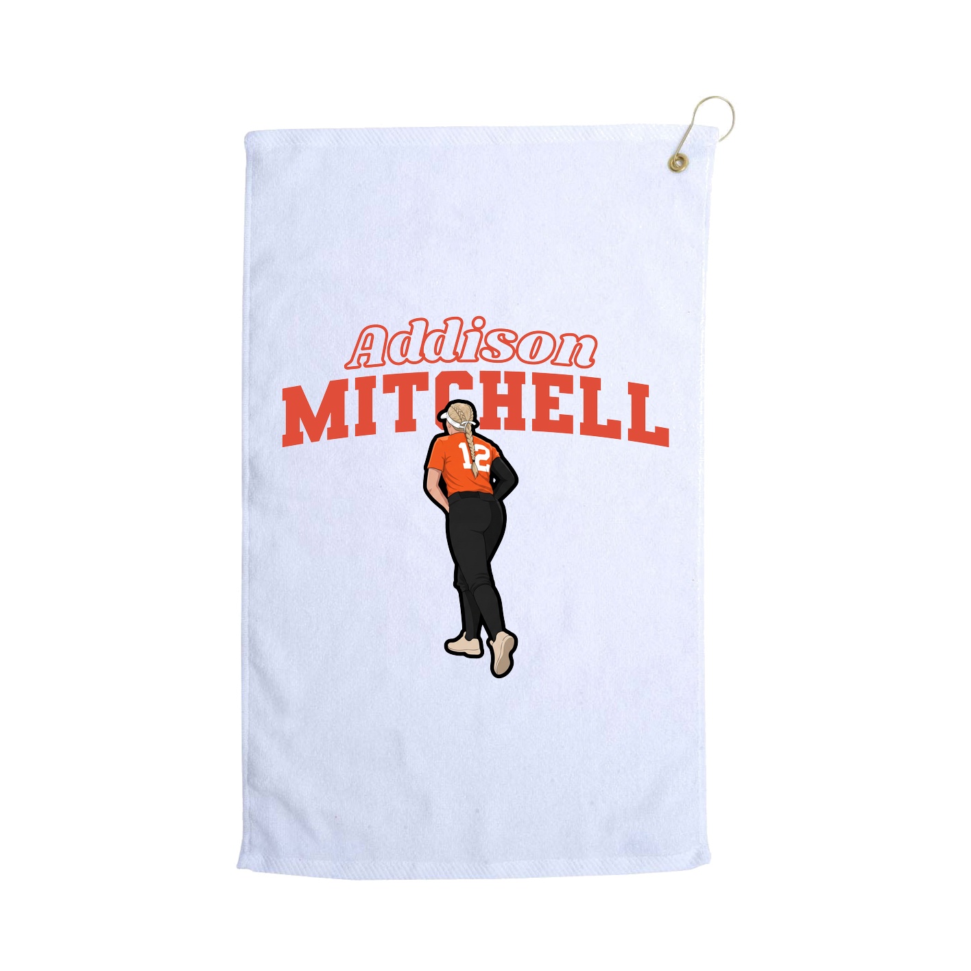 Golf Towel — Name Arch in White