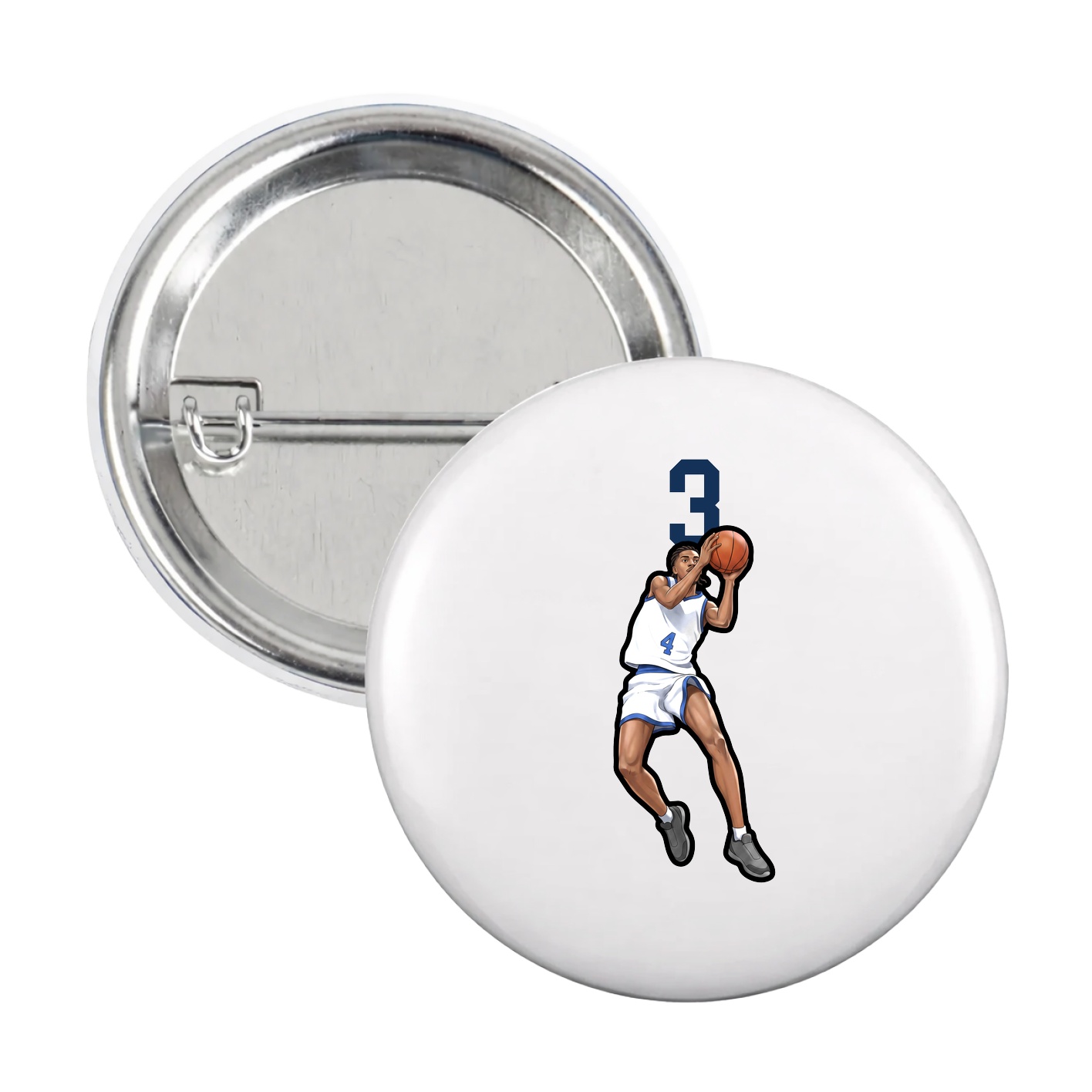 Game Day Button — Number Top in White
