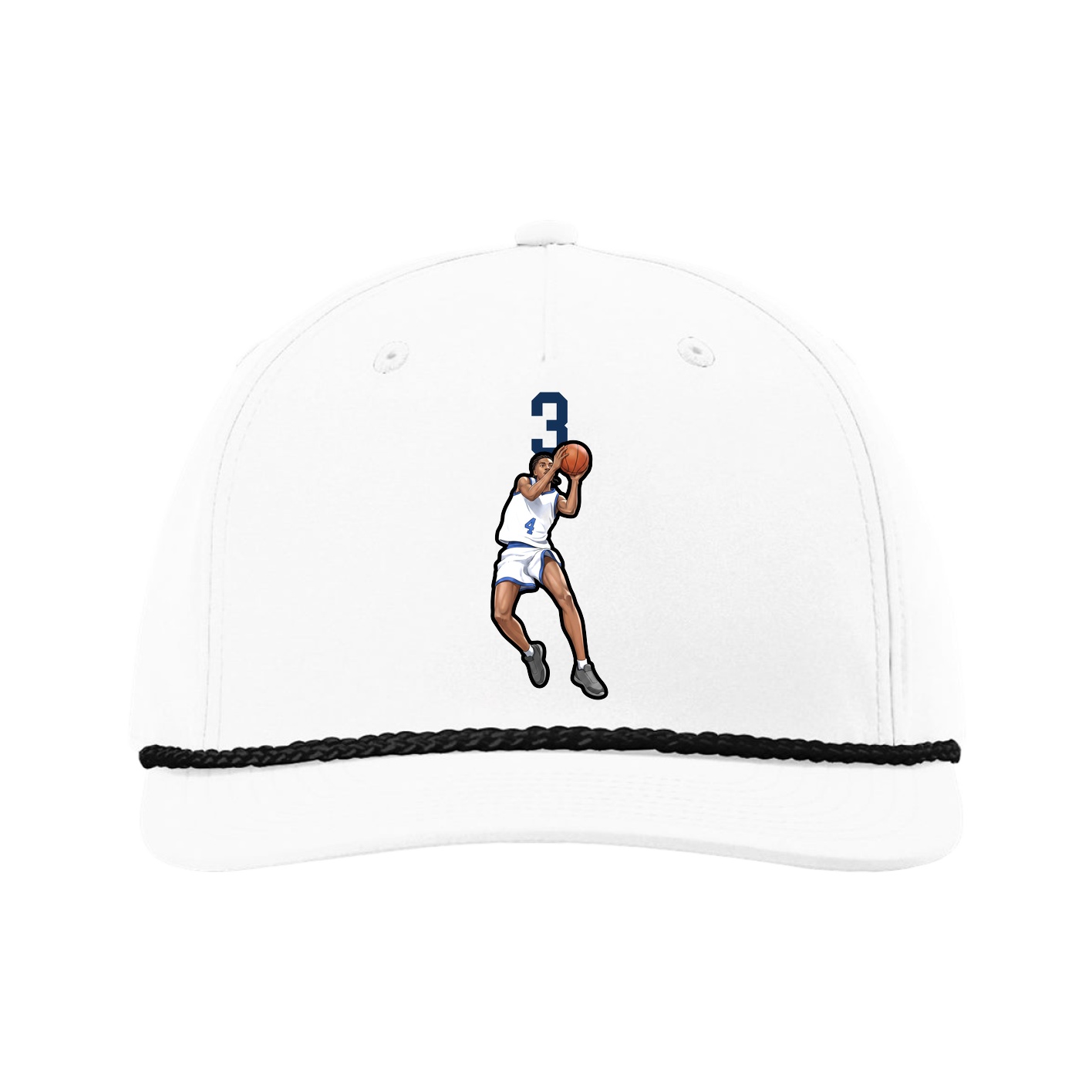 Five-Panel Classic Rope Cap — Number Top in White