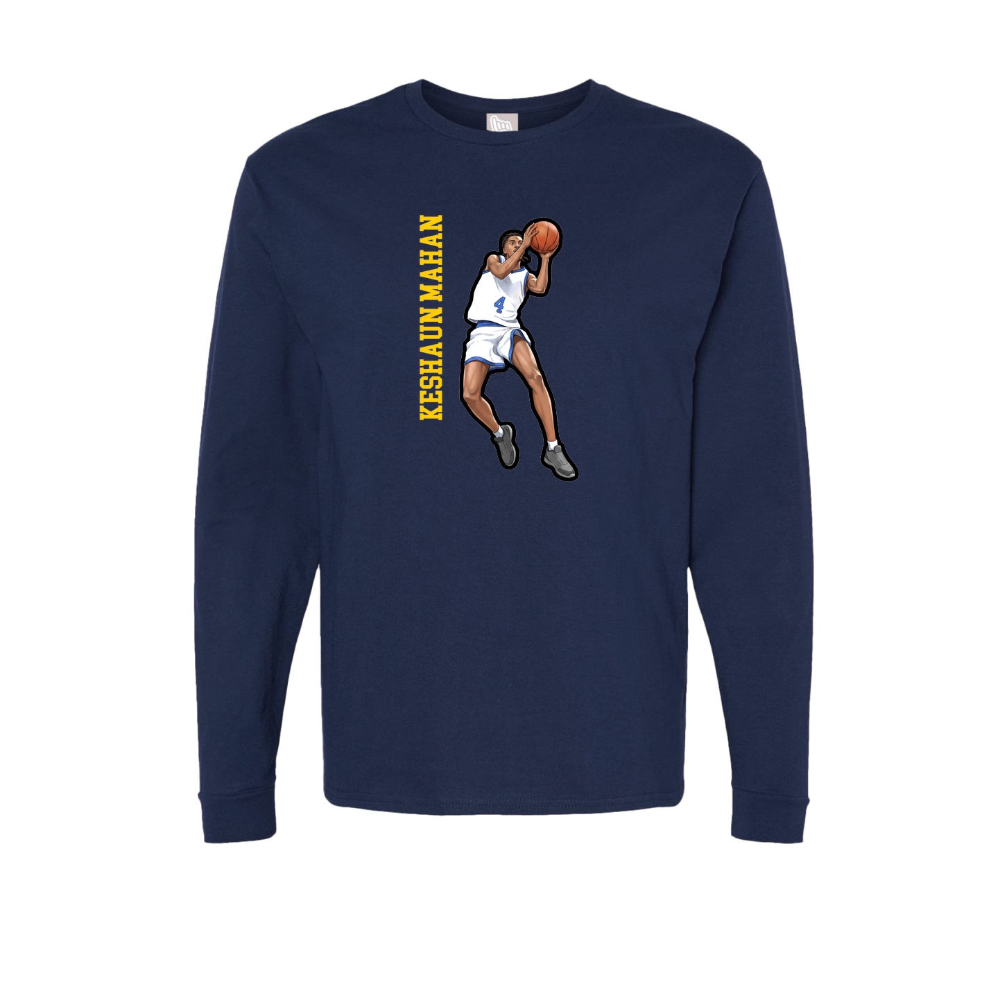 Long Sleeve Tee — Name Vertical in Navy