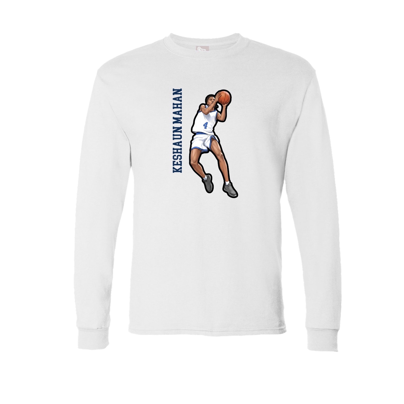 Long Sleeve Tee — Name Vertical in White