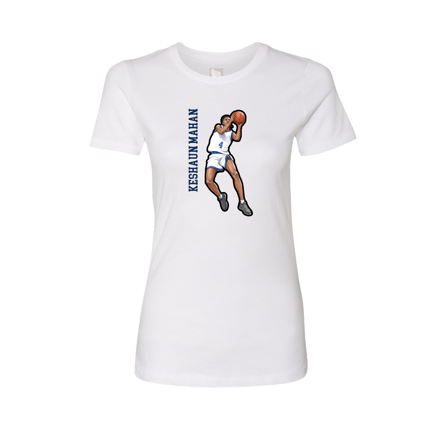 Womens Tee — Name Vertical in White
