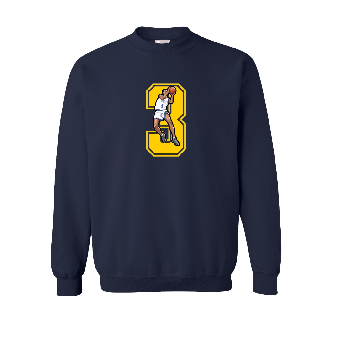 Fleece Crew — Number in Navy