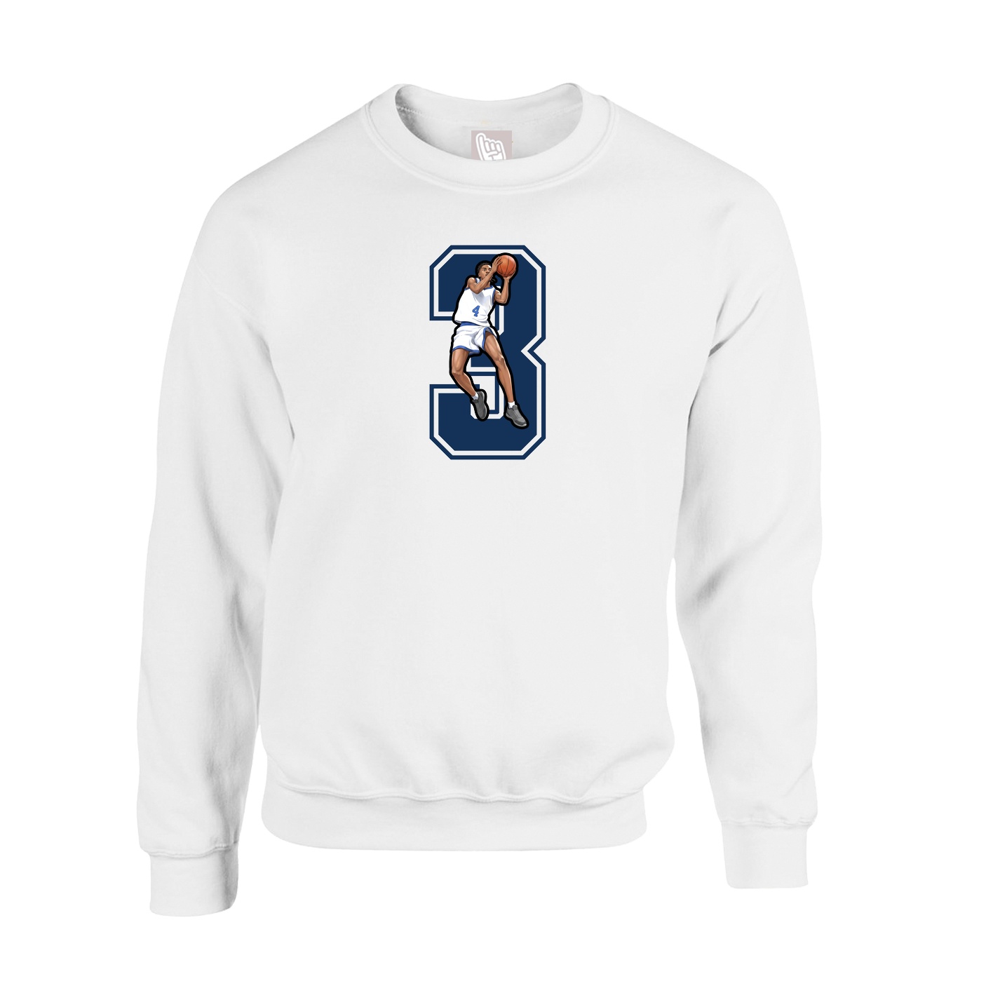 Fleece Crew — Number in White