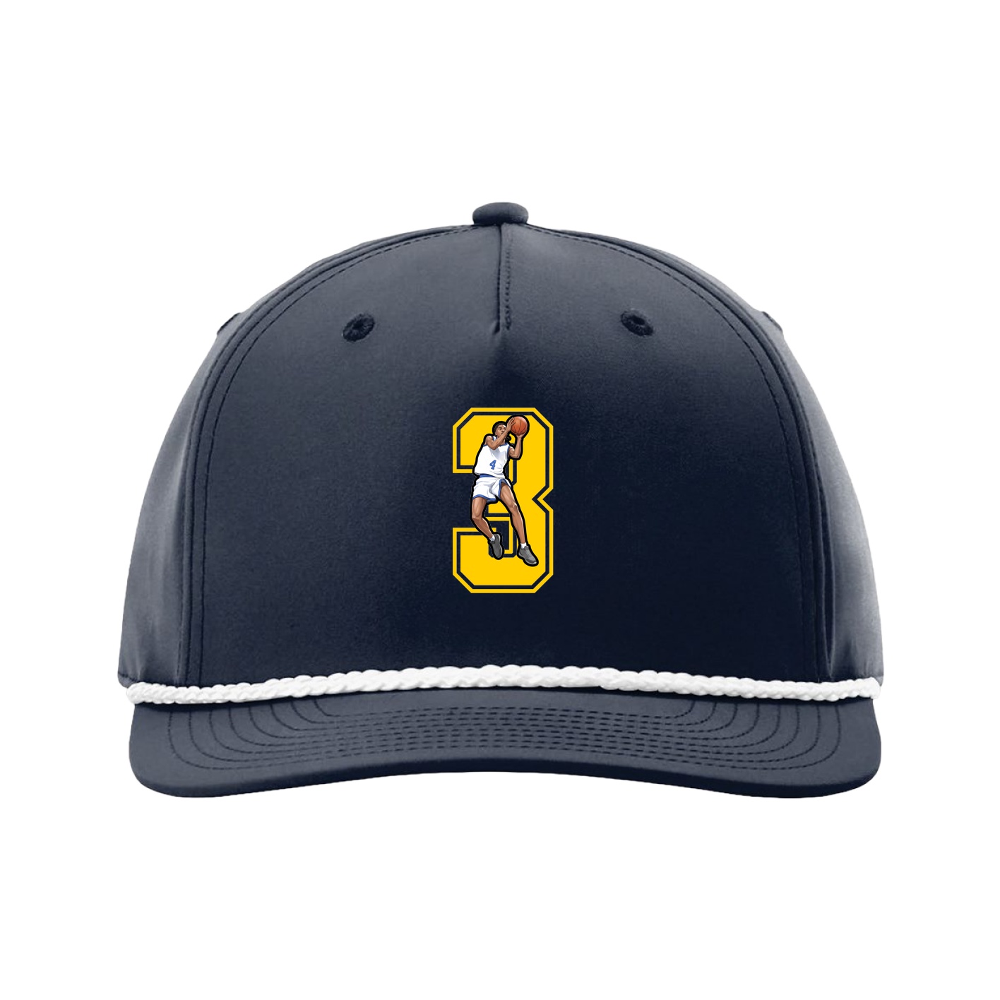 Five-Panel Classic Rope Cap — Number in Navy