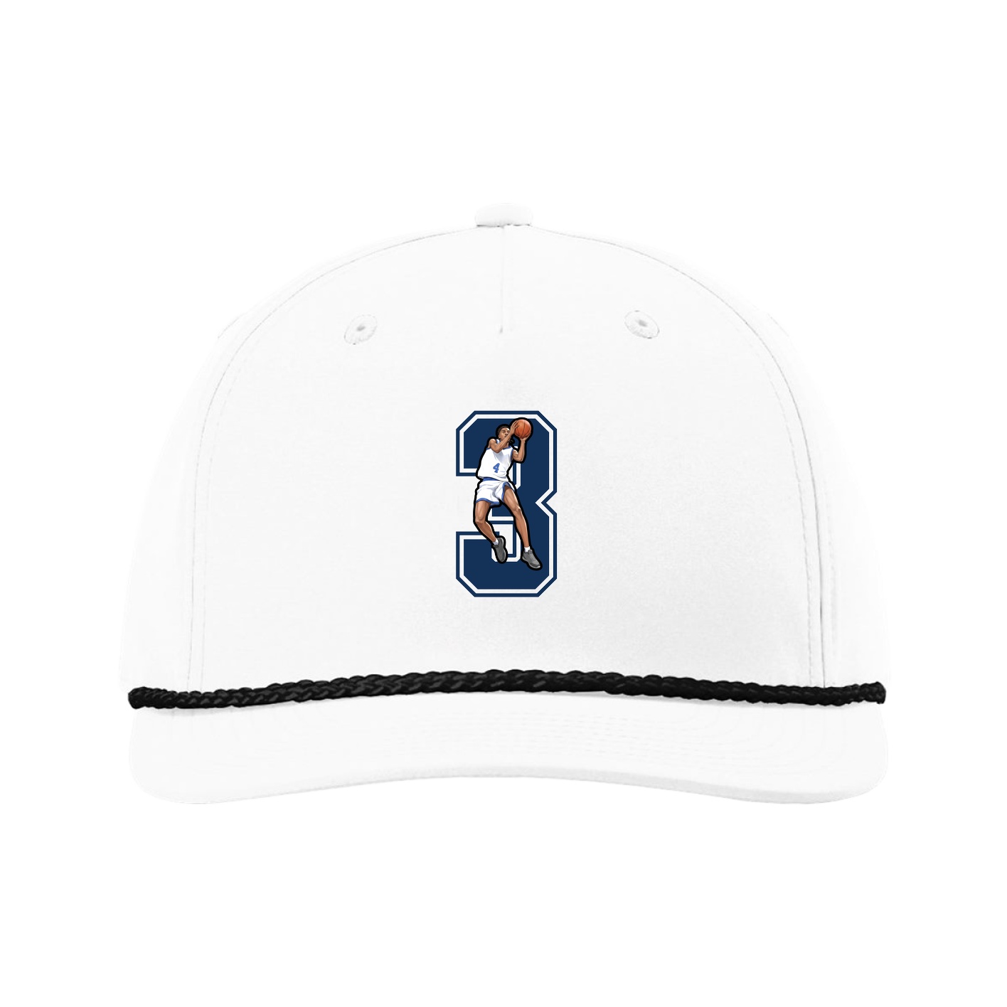 Five-Panel Classic Rope Cap — Number in White