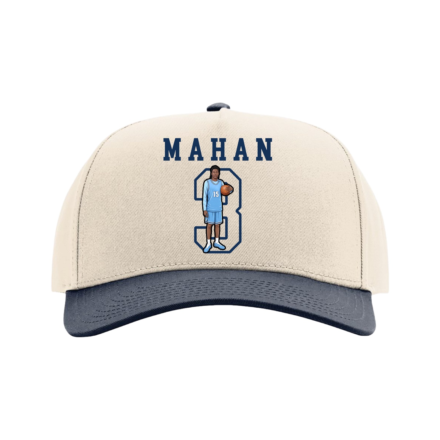 Full Fabric Five-Panel Champ Cap — Shirsey in Cream/Navy
