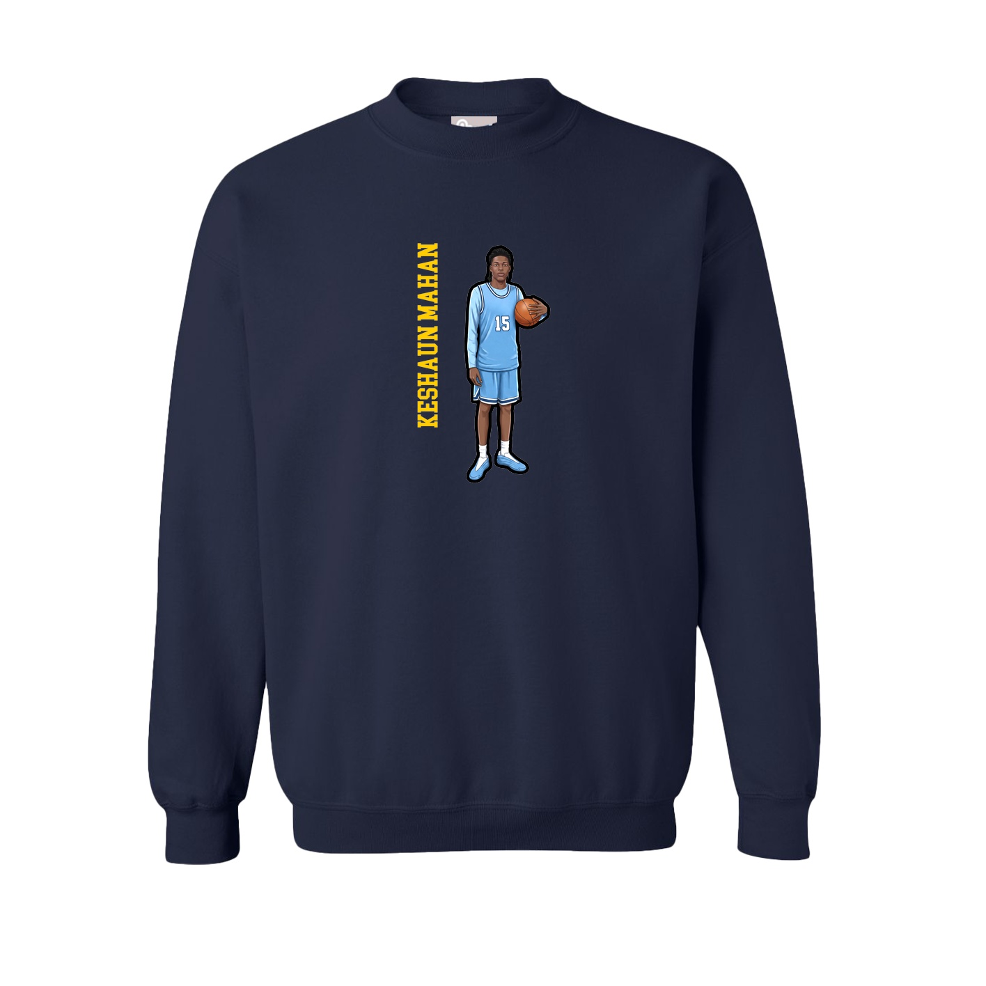 Fleece Crew — Name Vertical in Navy