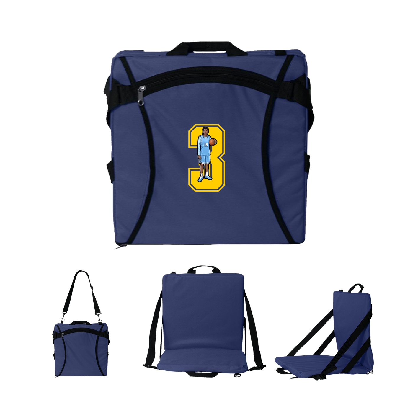 Folding Stadium Seat — Number in Navy