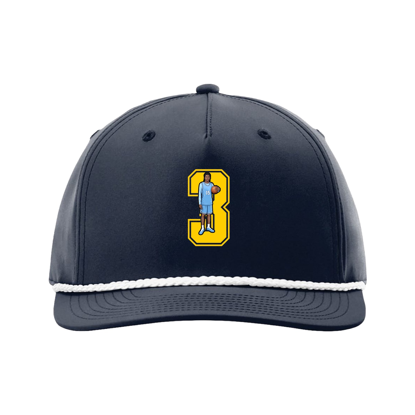 Five-Panel Classic Rope Cap — Number in Navy