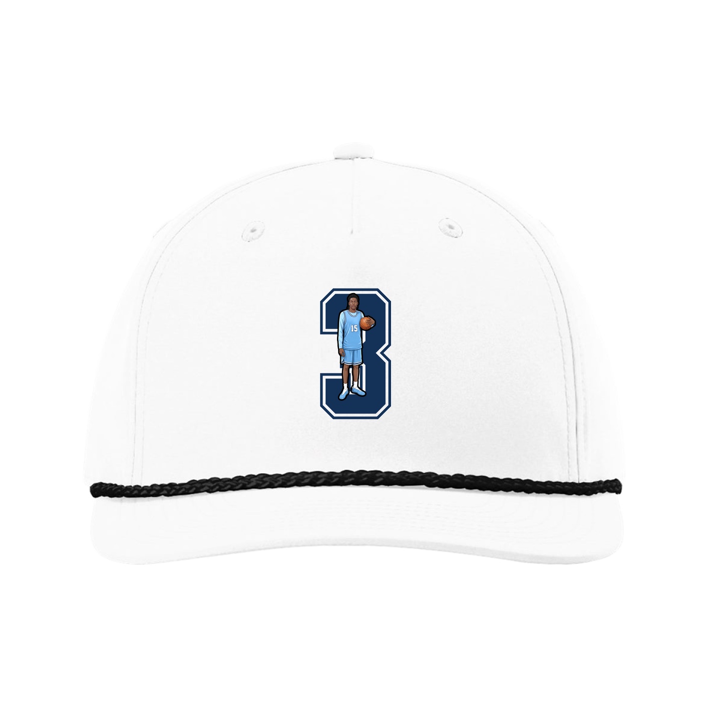 Five-Panel Classic Rope Cap — Number in White