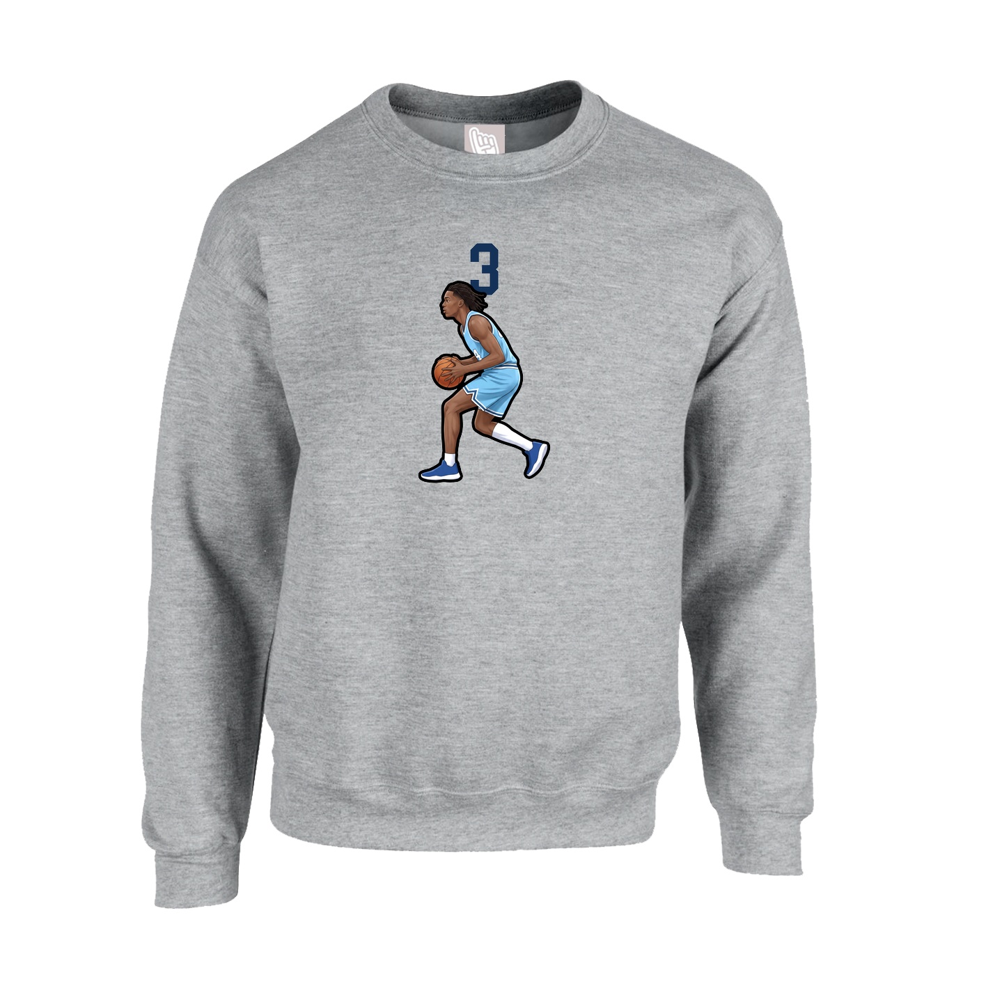 Fleece Crew — Number Top in Grey