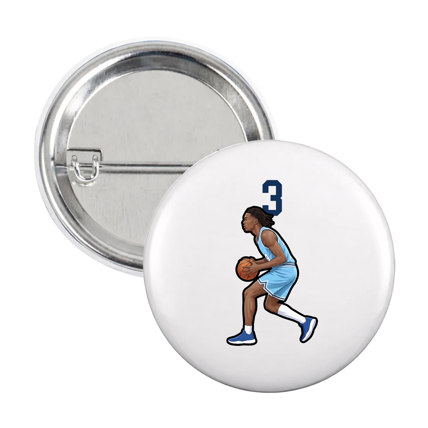 Game Day Button — Number Top in White
