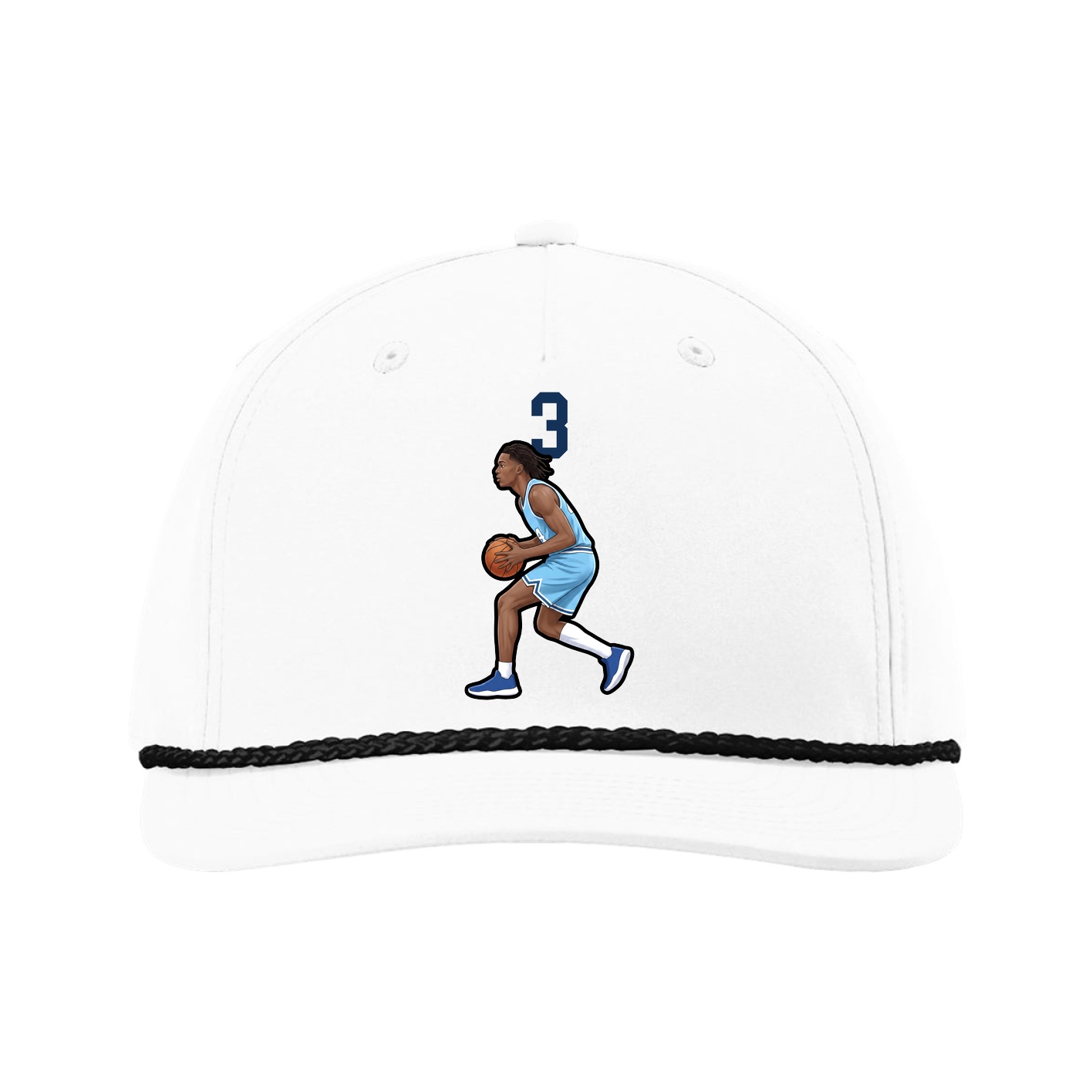 Five-Panel Classic Rope Cap — Number Top in White