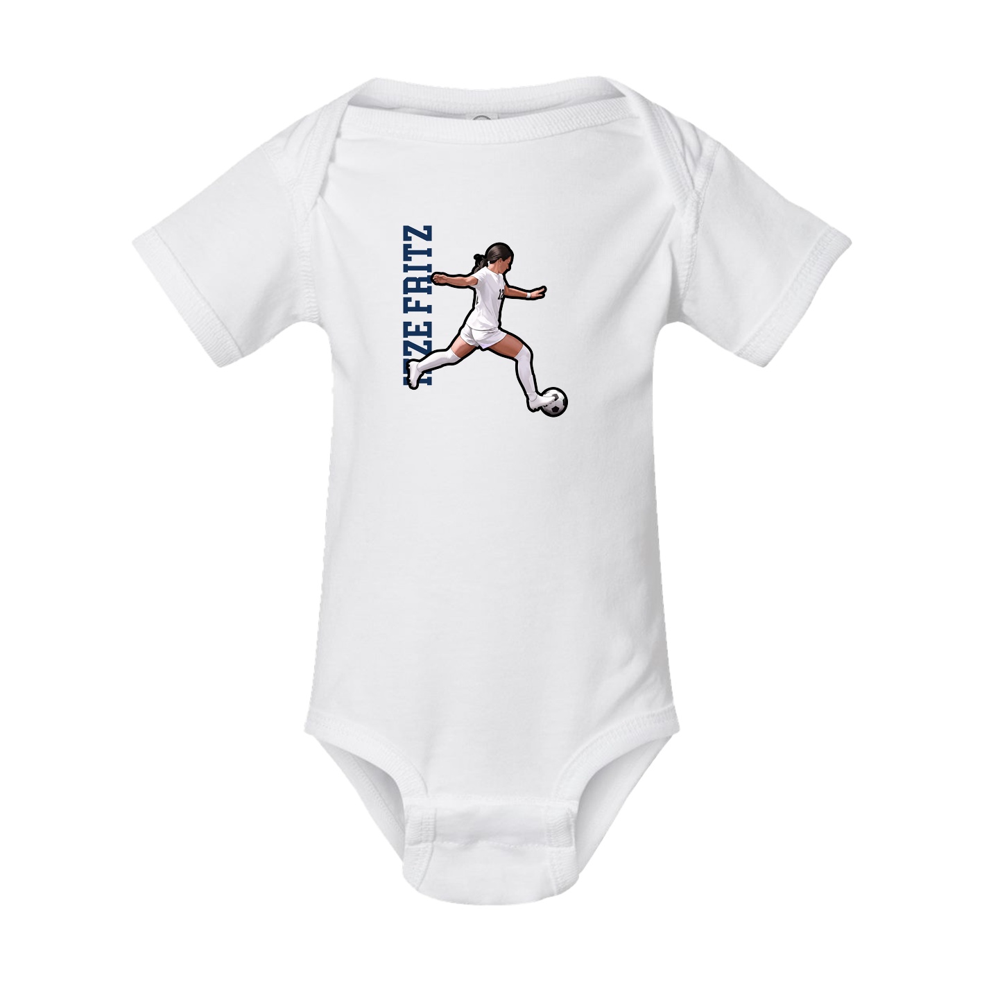 Baby Onesie — Name Vertical in White