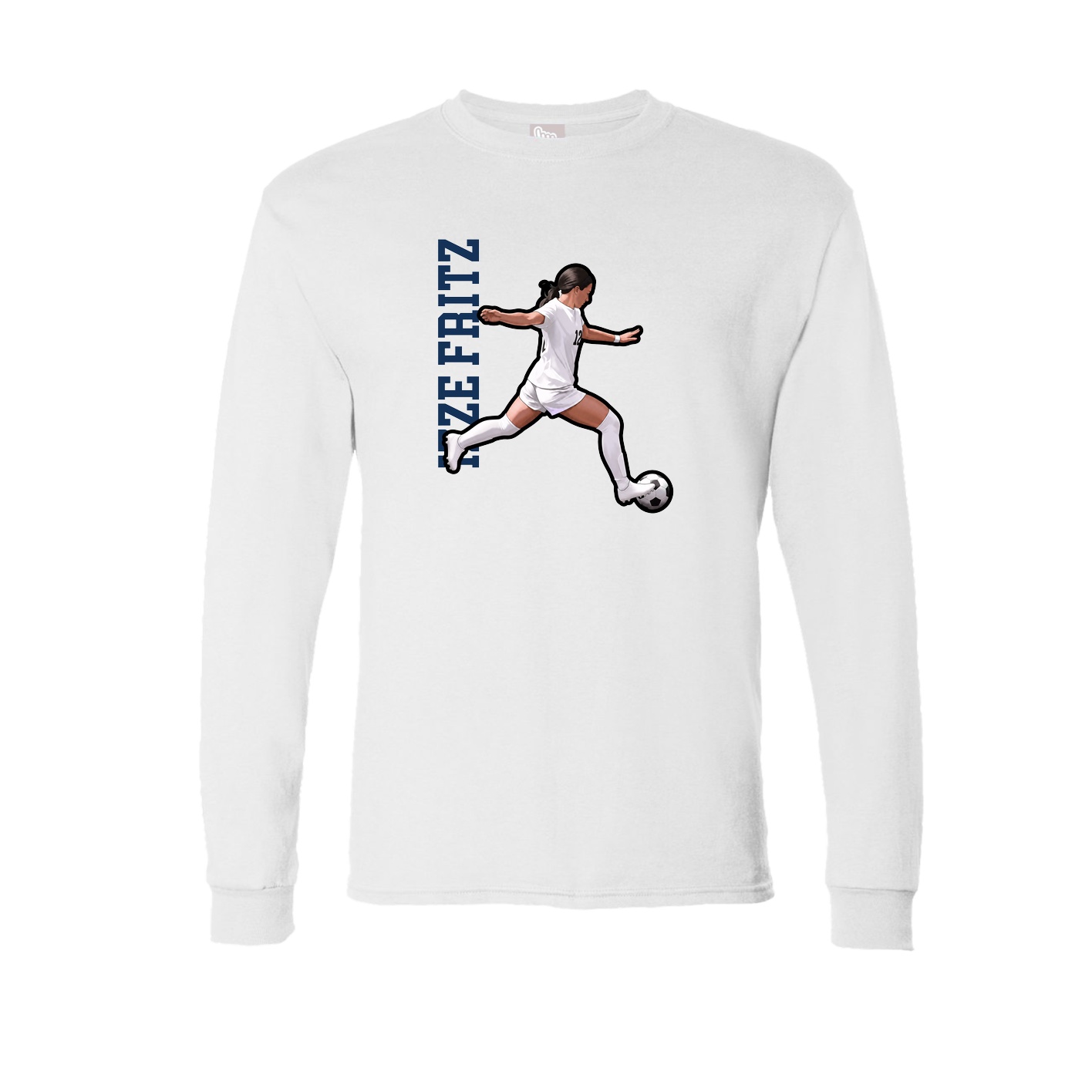 Long Sleeve Tee — Name Vertical in White