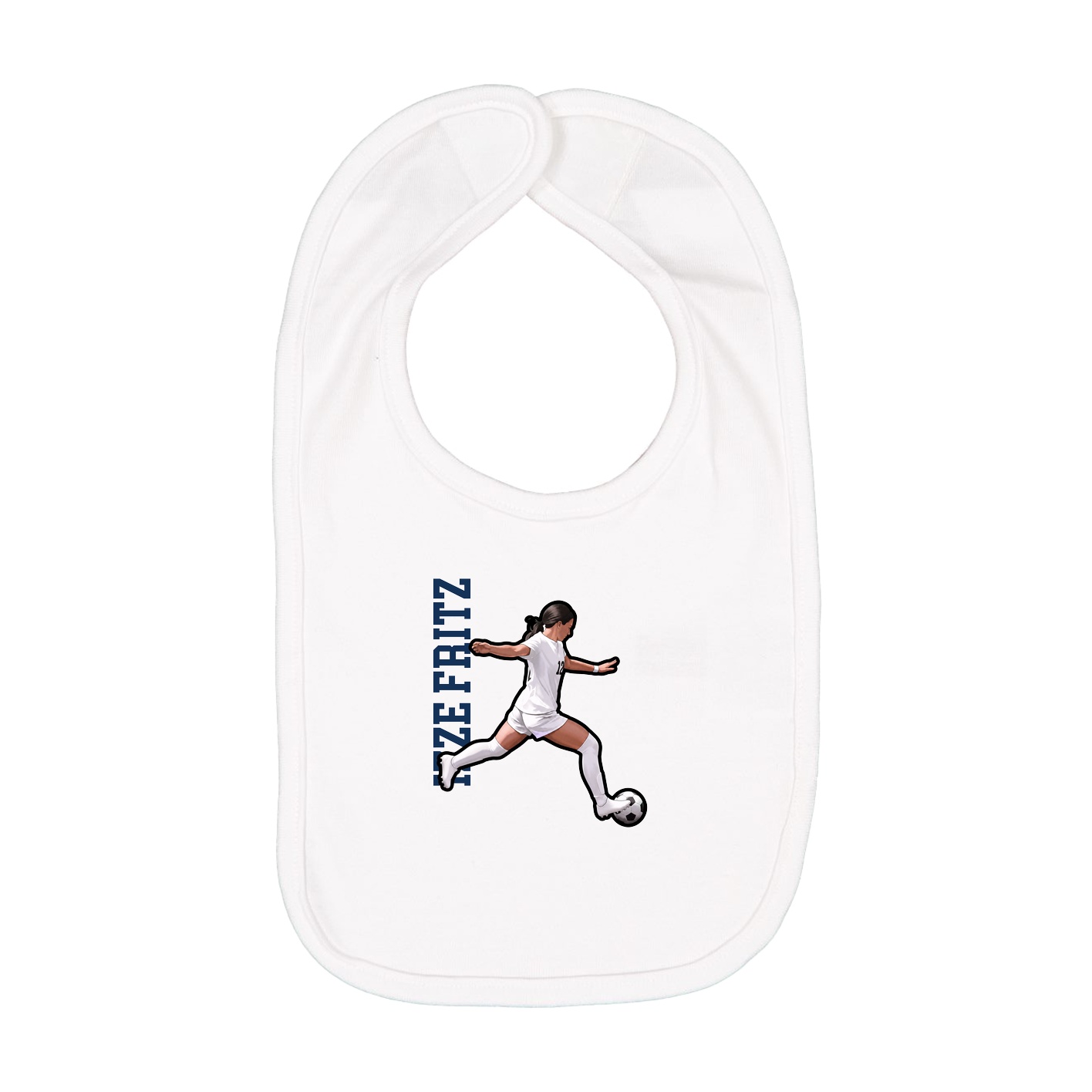 Infant Bib — Name Vertical in White