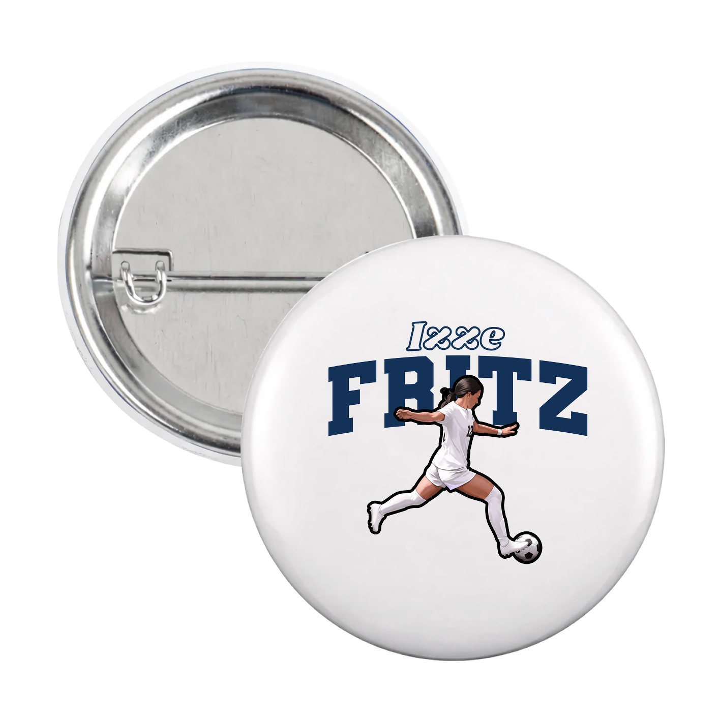 Game Day Button — Name Arch in White