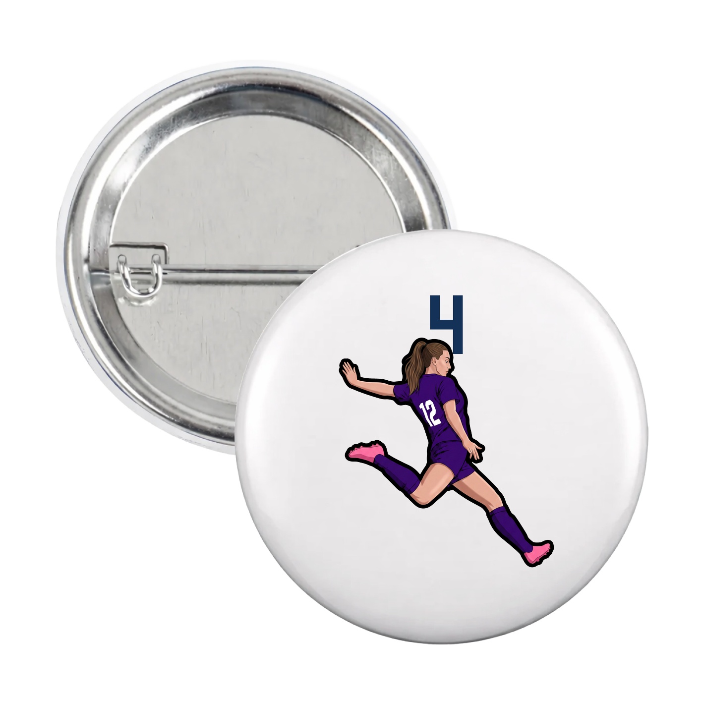 Game Day Button — Number Top in White