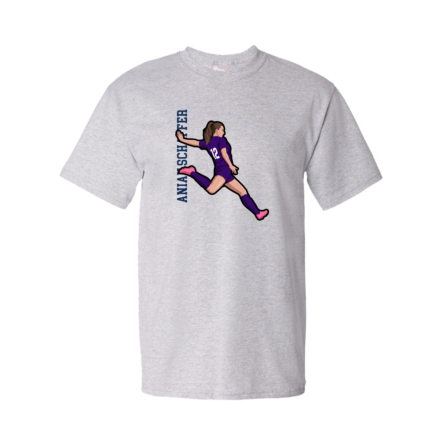 Youth Tee — Name Vertical in Grey