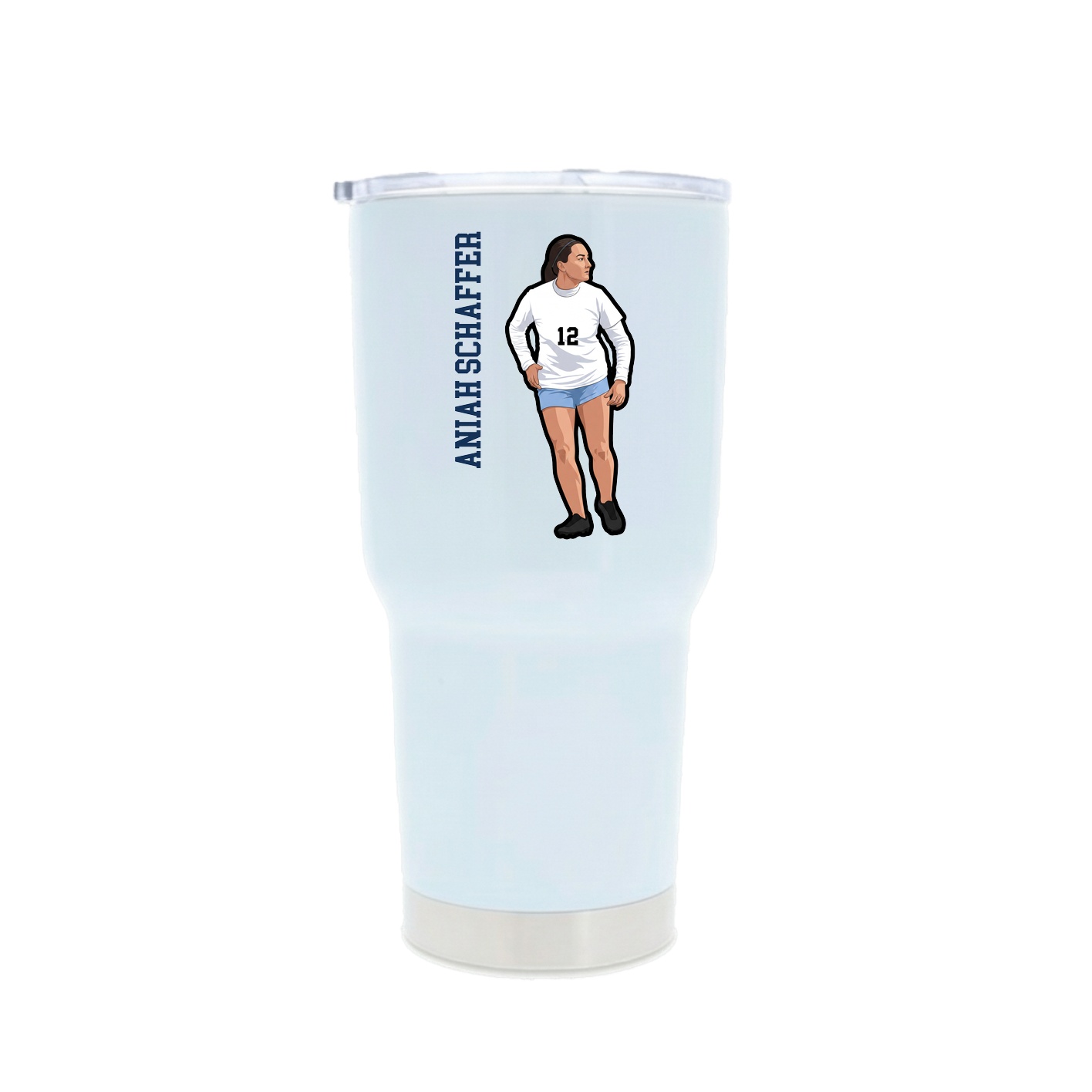 30oz Stainless Steel Tumbler — Name Vertical in White