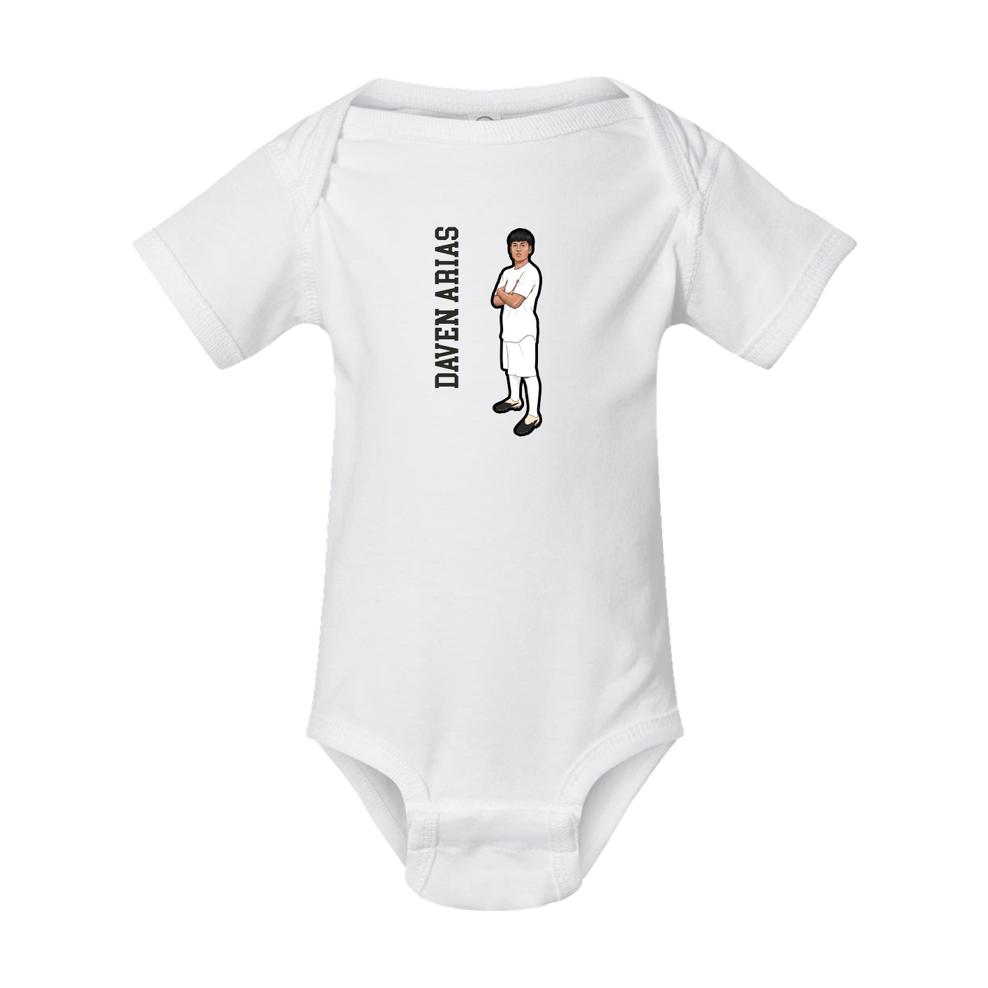 Baby Onesie — Name Vertical in White