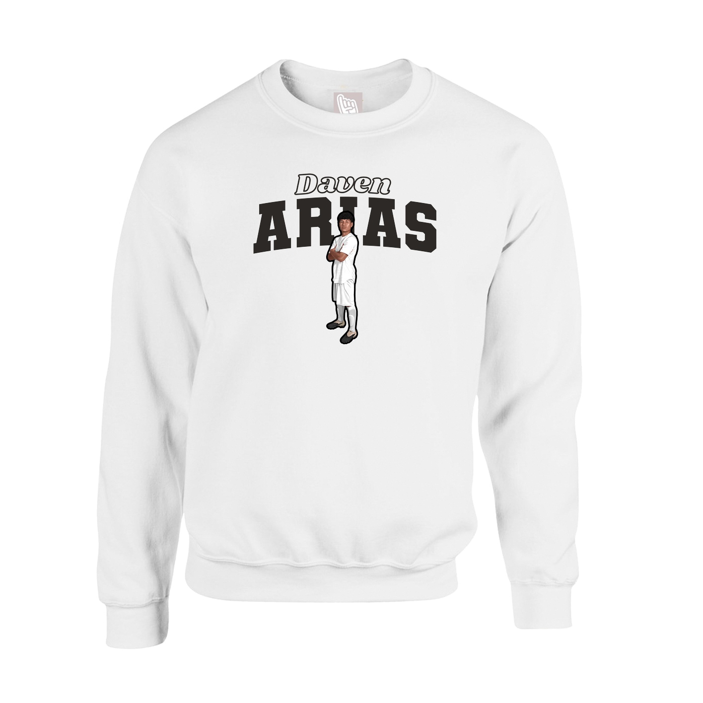 Fleece Crew — Name Arch in White