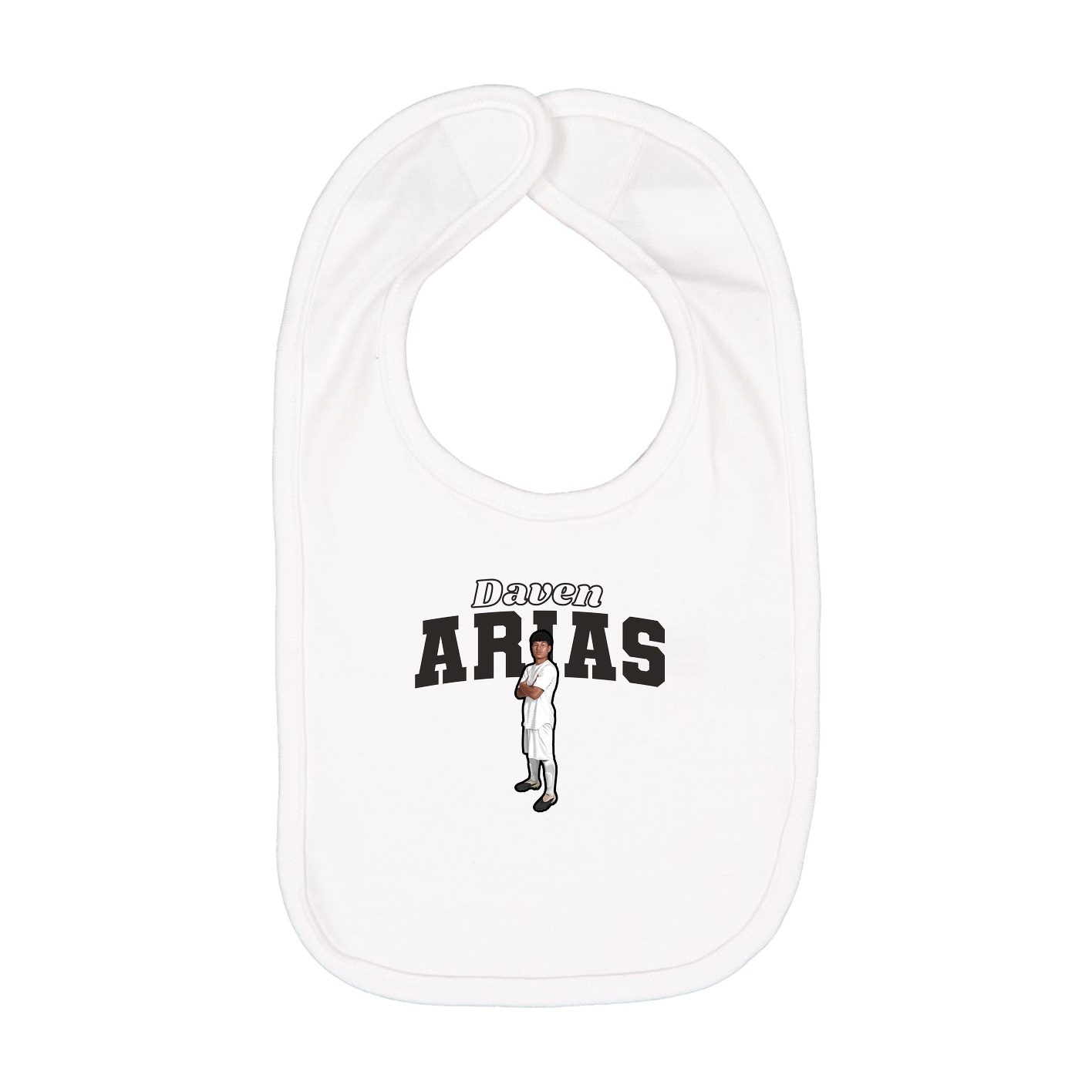 Infant Bib — Name Arch in White