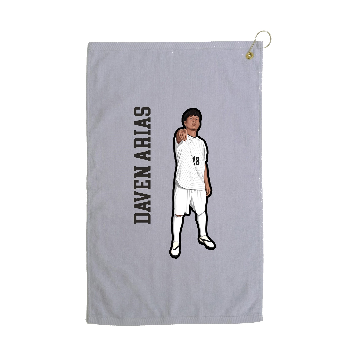 Golf Towel — Name Vertical in Grey
