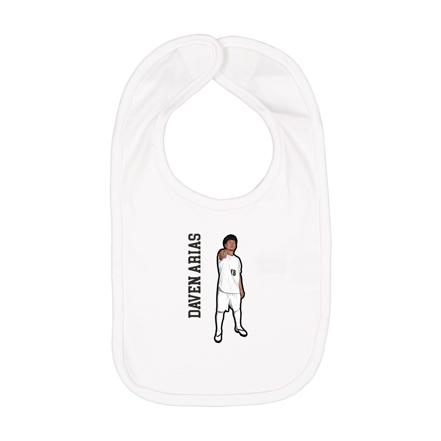 Infant Bib — Name Vertical in White