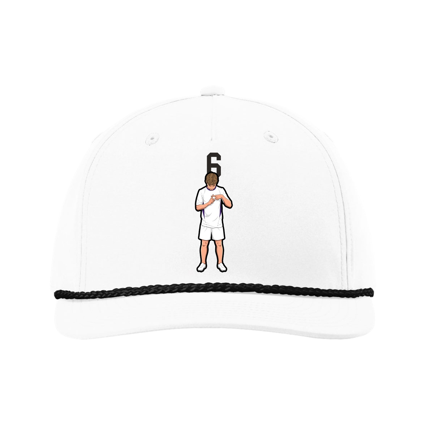 Five-Panel Classic Rope Cap — Number Top in White