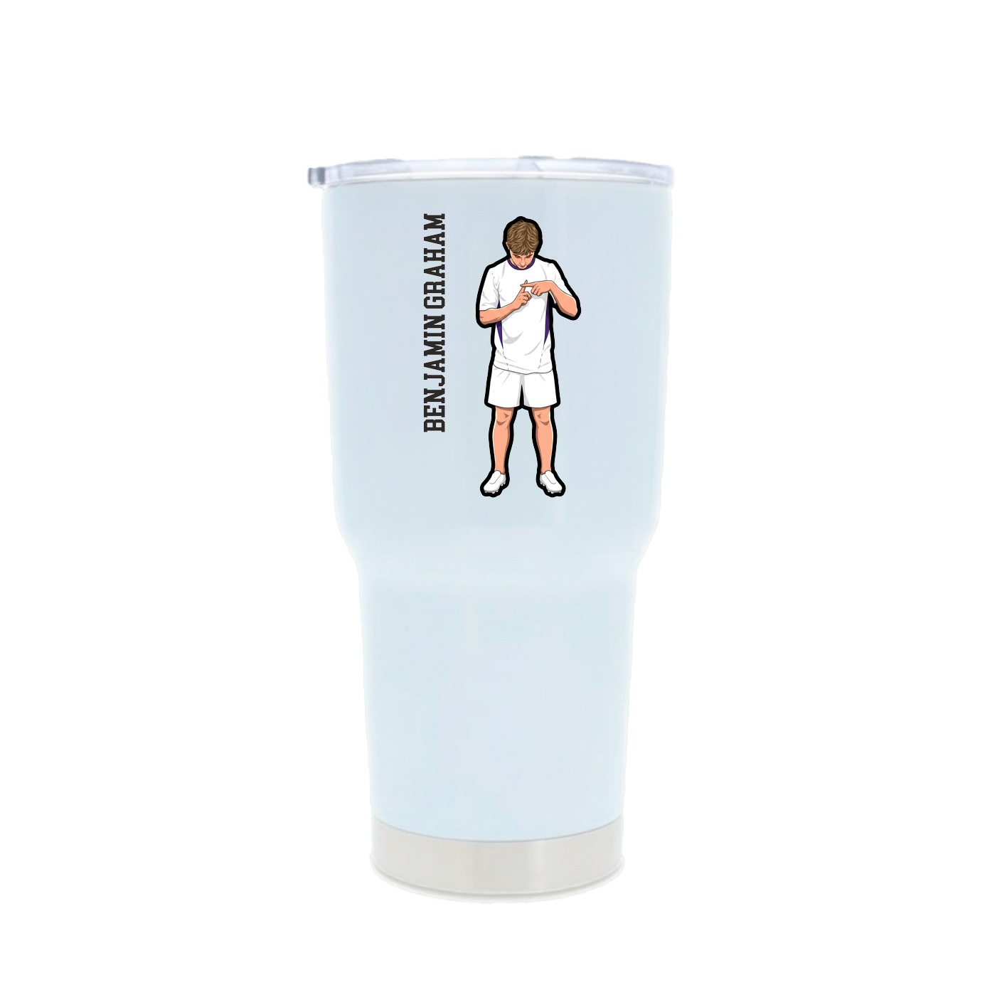 30oz Stainless Steel Tumbler — Name Vertical in White