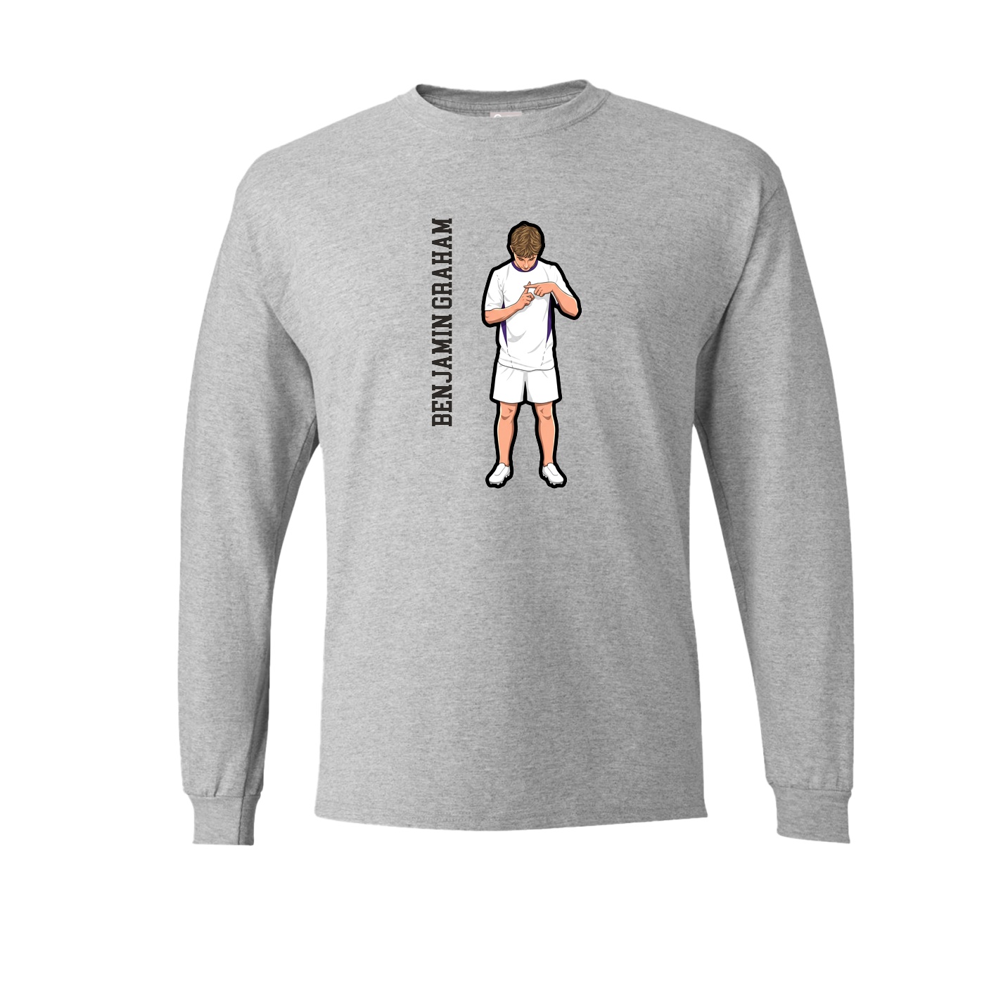 Long Sleeve Tee — Name Vertical in Grey